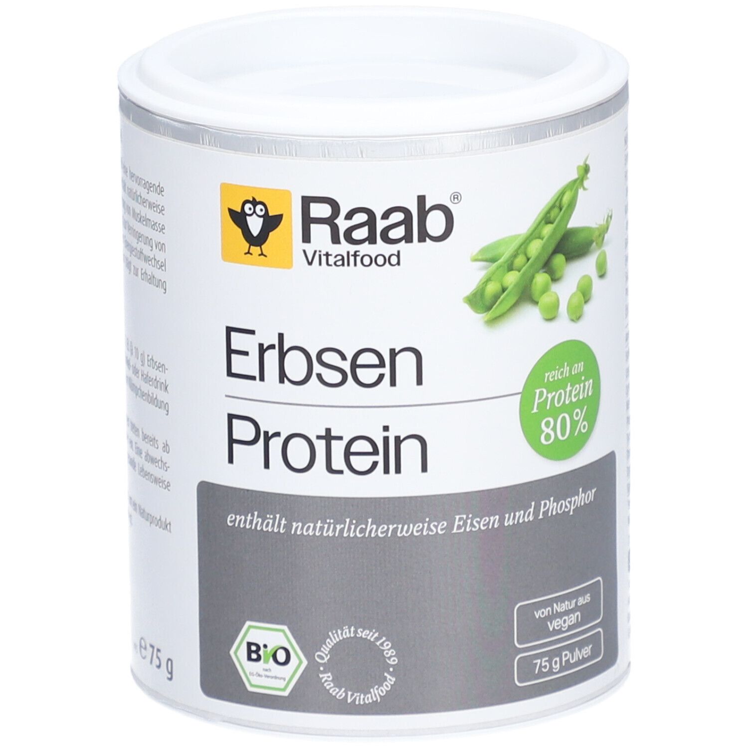 Raab Vitalfood Erbsen Protein Bio Pulver 75 g