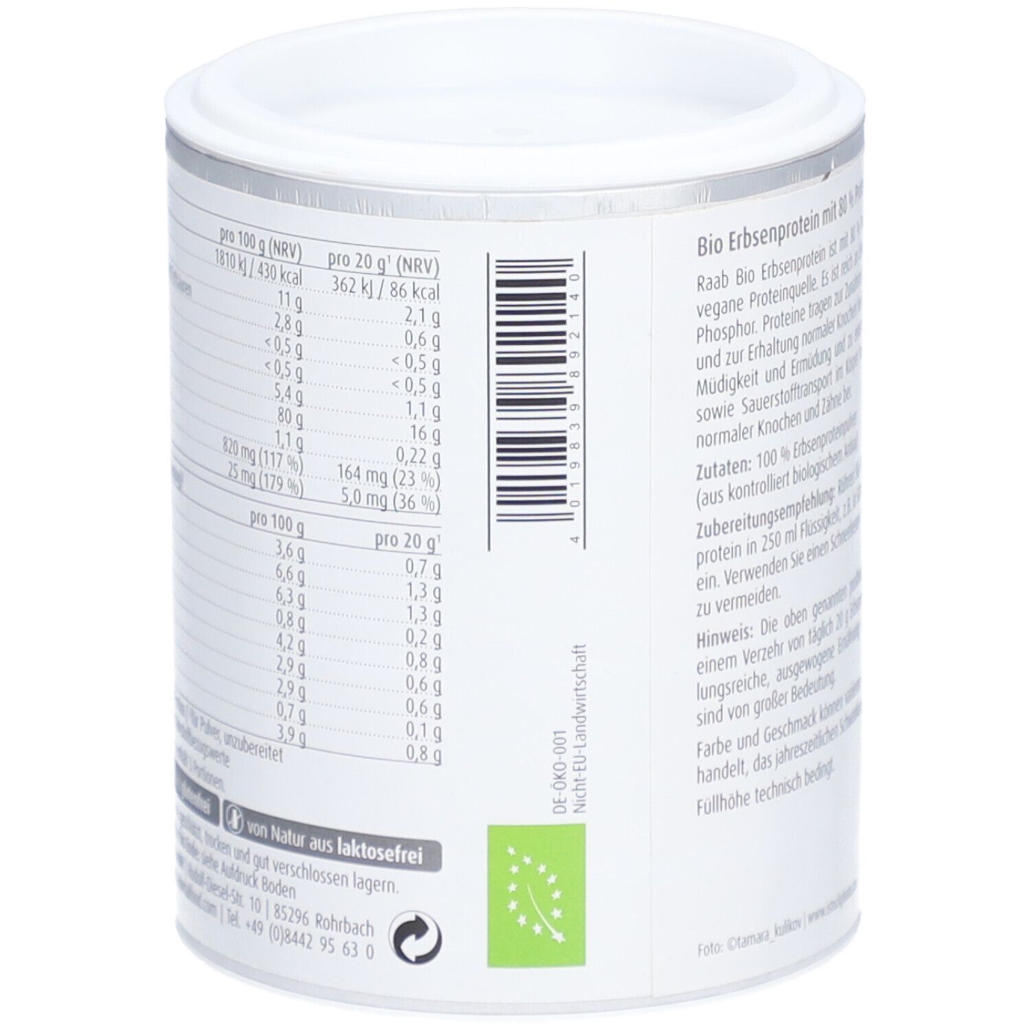 Raab® Bio Erbsenprotein Pulver