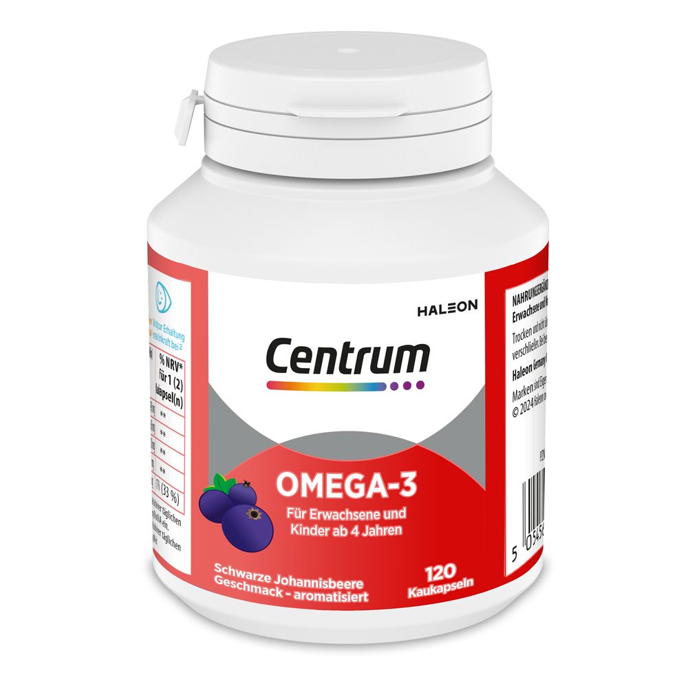 Centrum Omega-3 Kaukapseln. - Wertvolle Omega-3 Fettsäuren (DHA & EPA) und Vitamin E für Kinder ab 4 Jahren und Erwachse