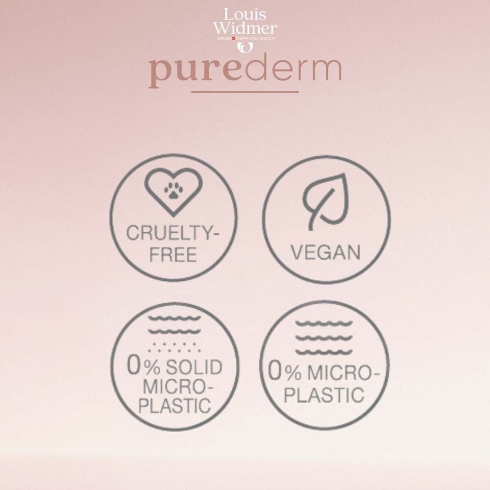 Symbole: Cruelty-free, vegan, 0% Mikroplastik, 0% feste Mikroplastik.