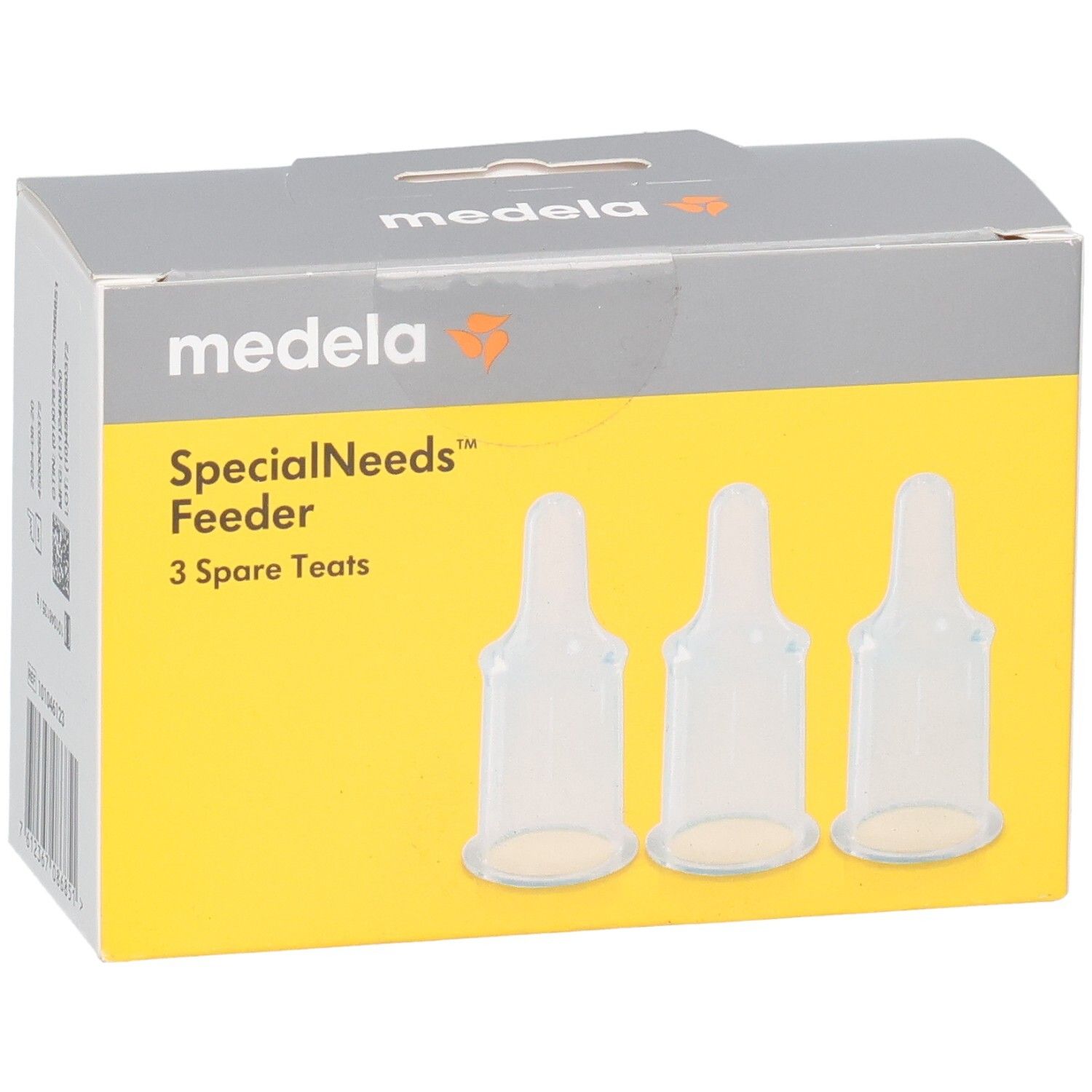 Medela SpecialNeeds Feeder Ersatzsauger, Vorderseite der Verpackung mit drei Saugern.
