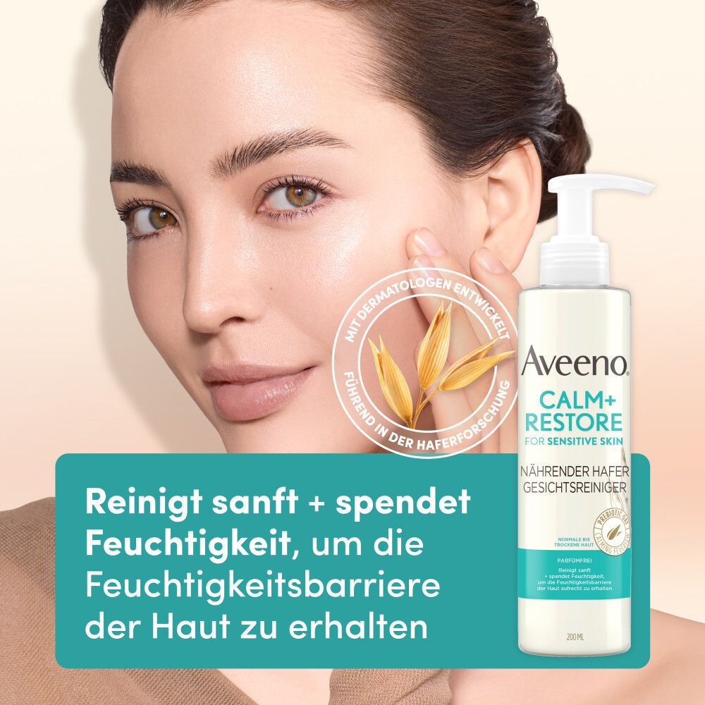 Aveeno Calm+ Restore nährender Hafer Gesichtsrein. 200 ml Flüssigseife