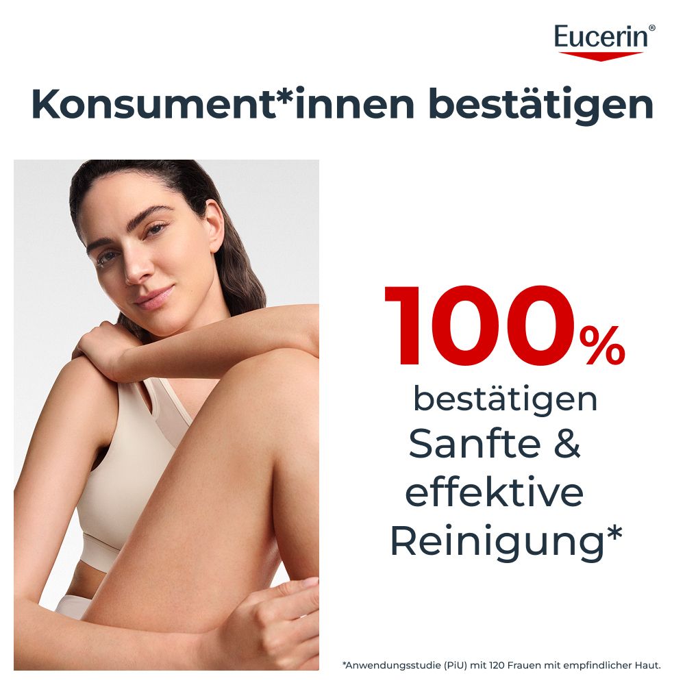 Frau bestätigt: 100% sanfte & effektive Reinigung mit Eucerin.