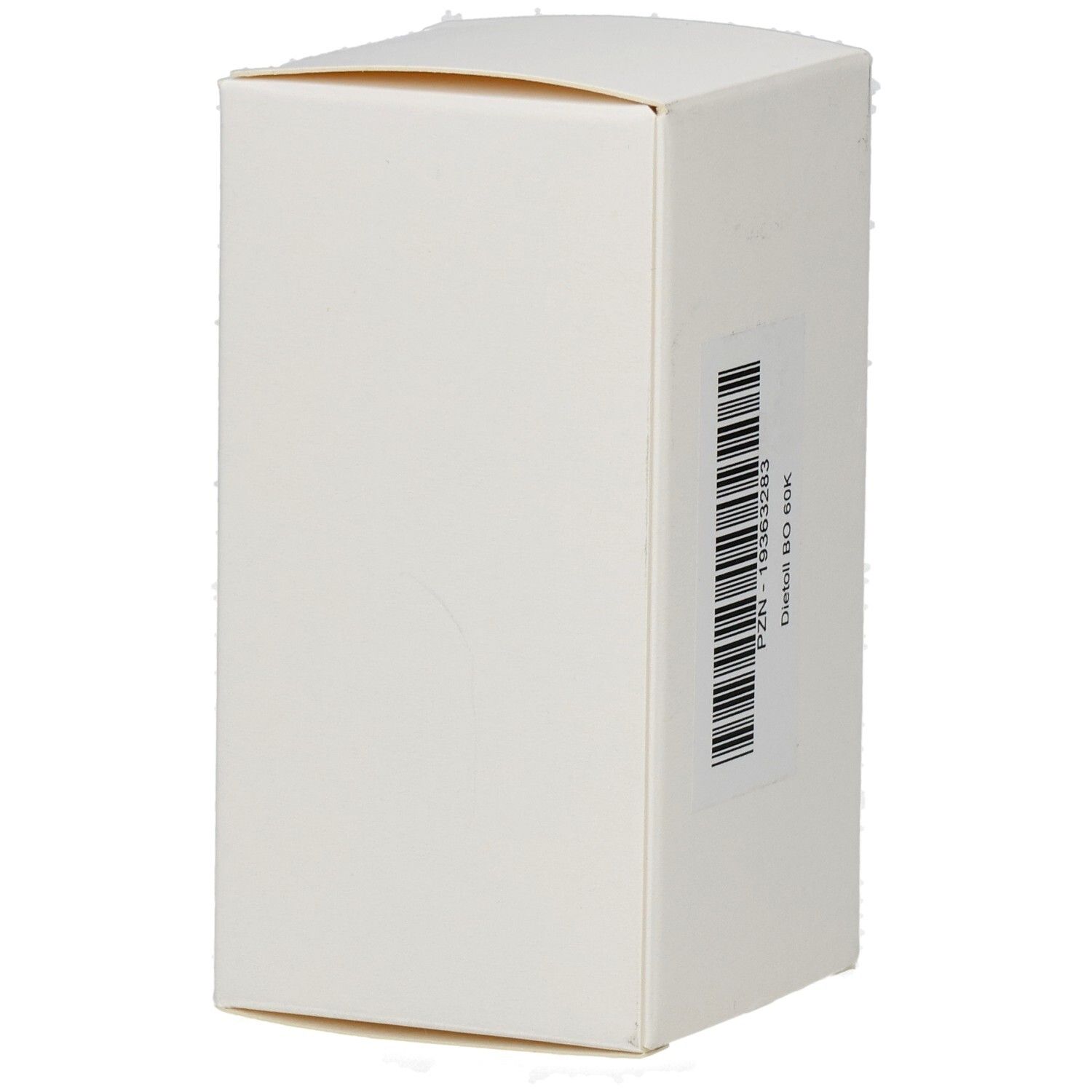 Rückansicht der weißen Verpackung mit Etikett und Barcode, zeigt Dietoll BO 60k.