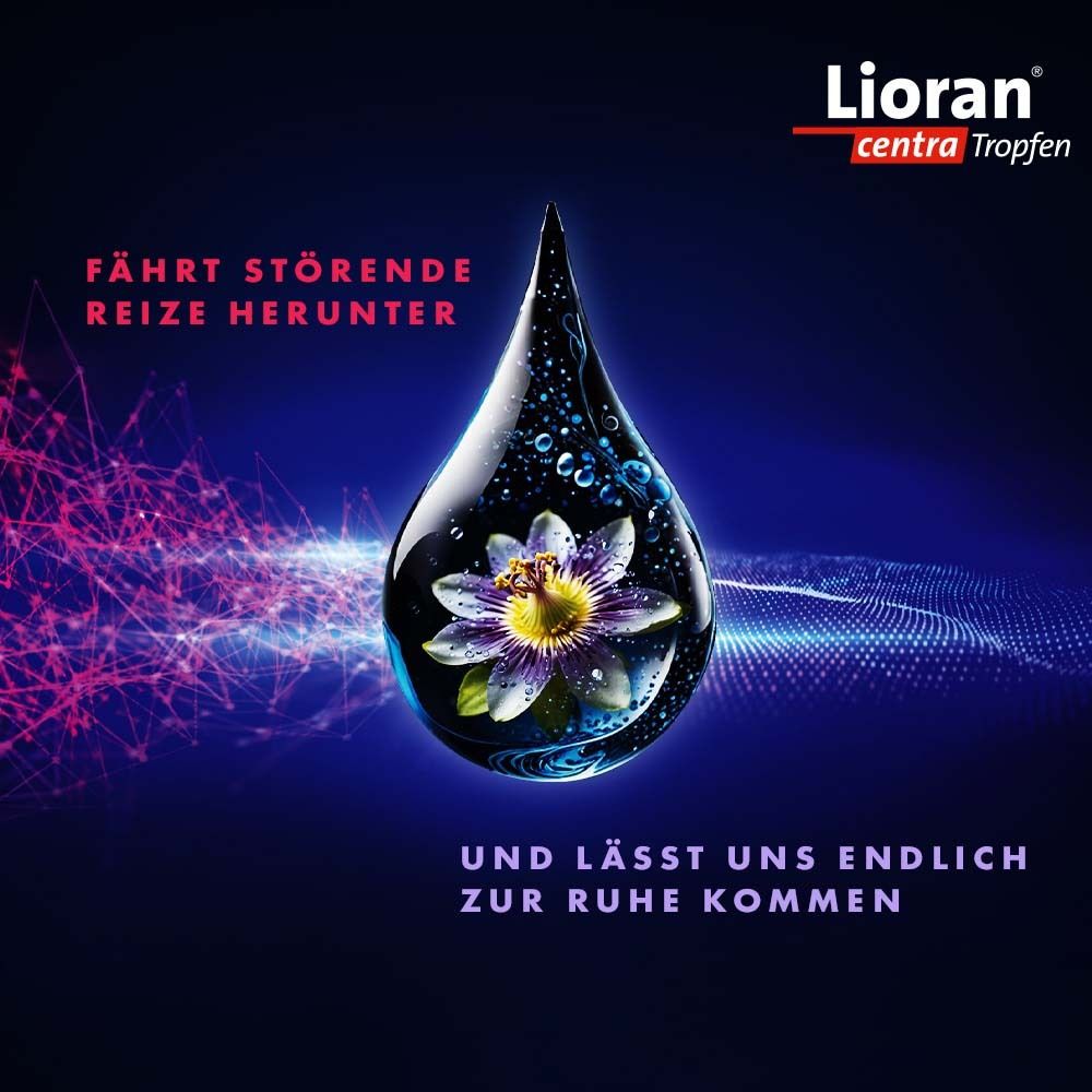 Tropfen mit Blüte. Text: UND LÄSST UNS ENDLICH ZUR RUHE KOMMEN.