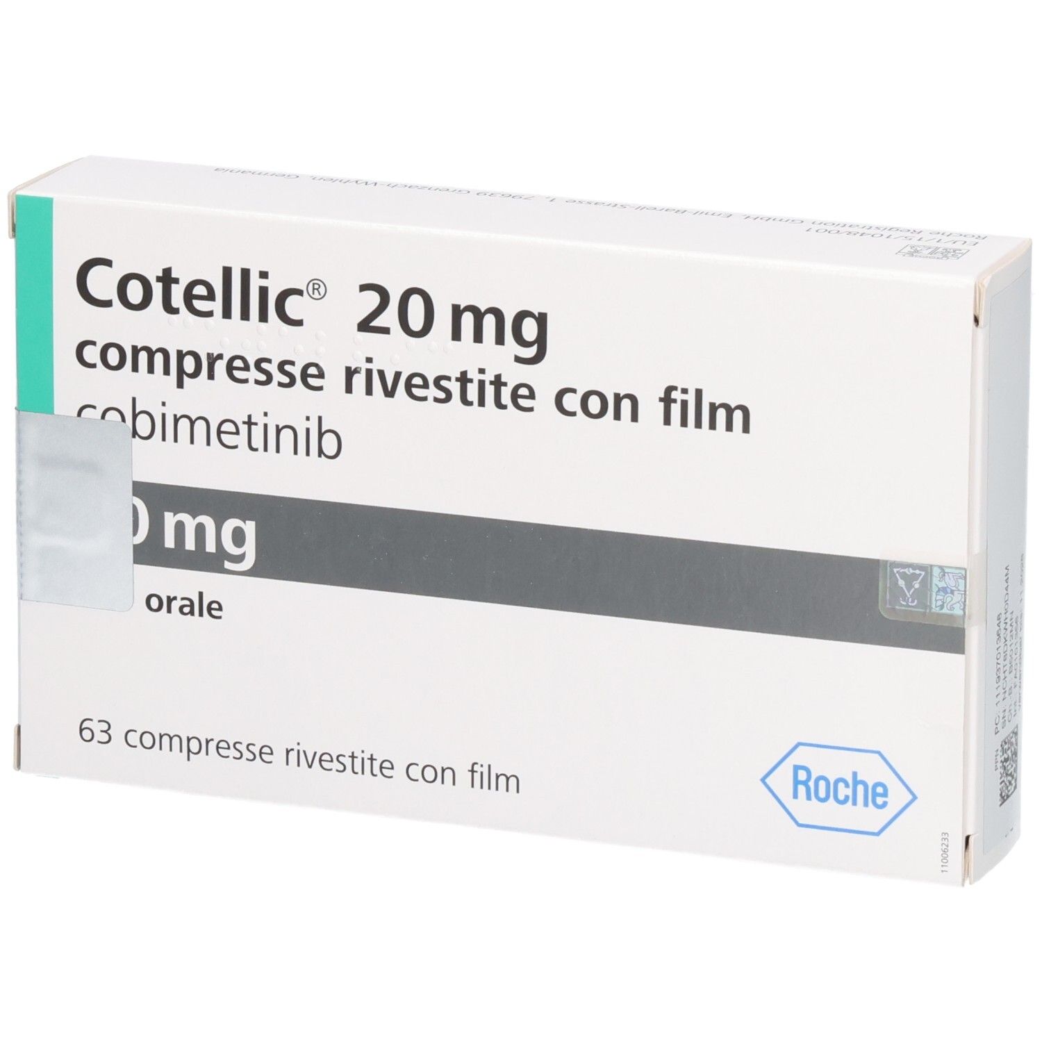 COTELLIC 20 mg Filmtabletten Schachtel mit 63 Filmtabletten.