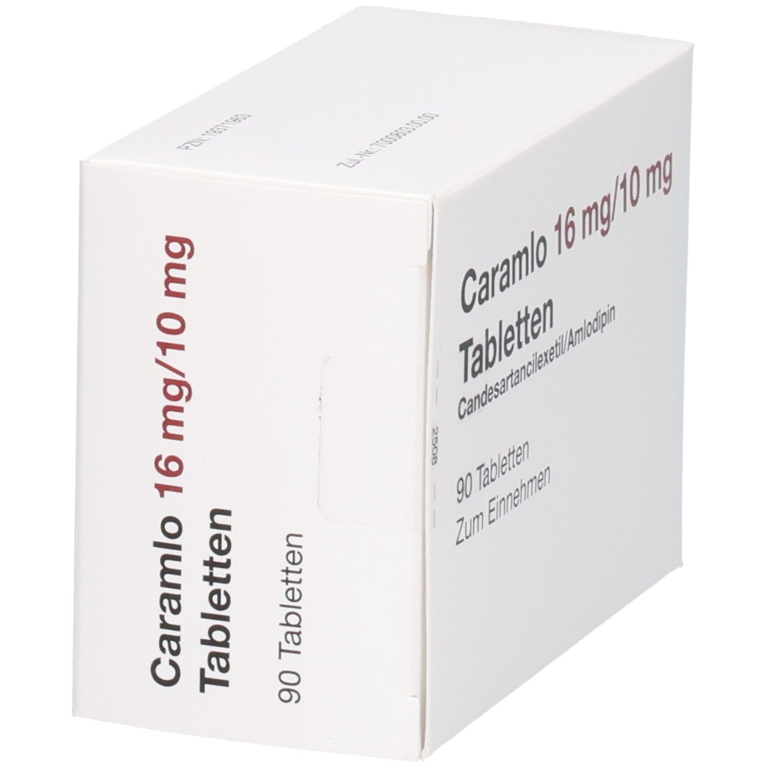 Packung CARAMLO 16 mg/10 mg Tabletten, 90 Tabletten.
