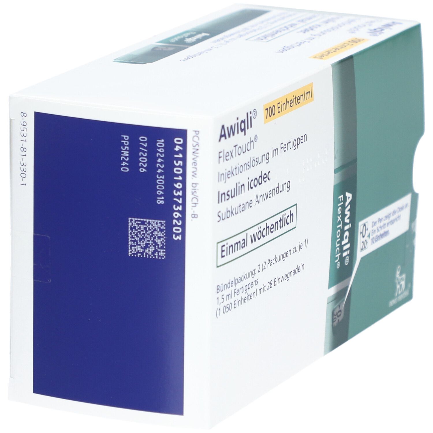 Awiqli 700 E/ml Inj.-L.Fertigpen 2x1050 E/+28 Nad. 2x1,5 ml Injektionslösung in einem Fertigpen