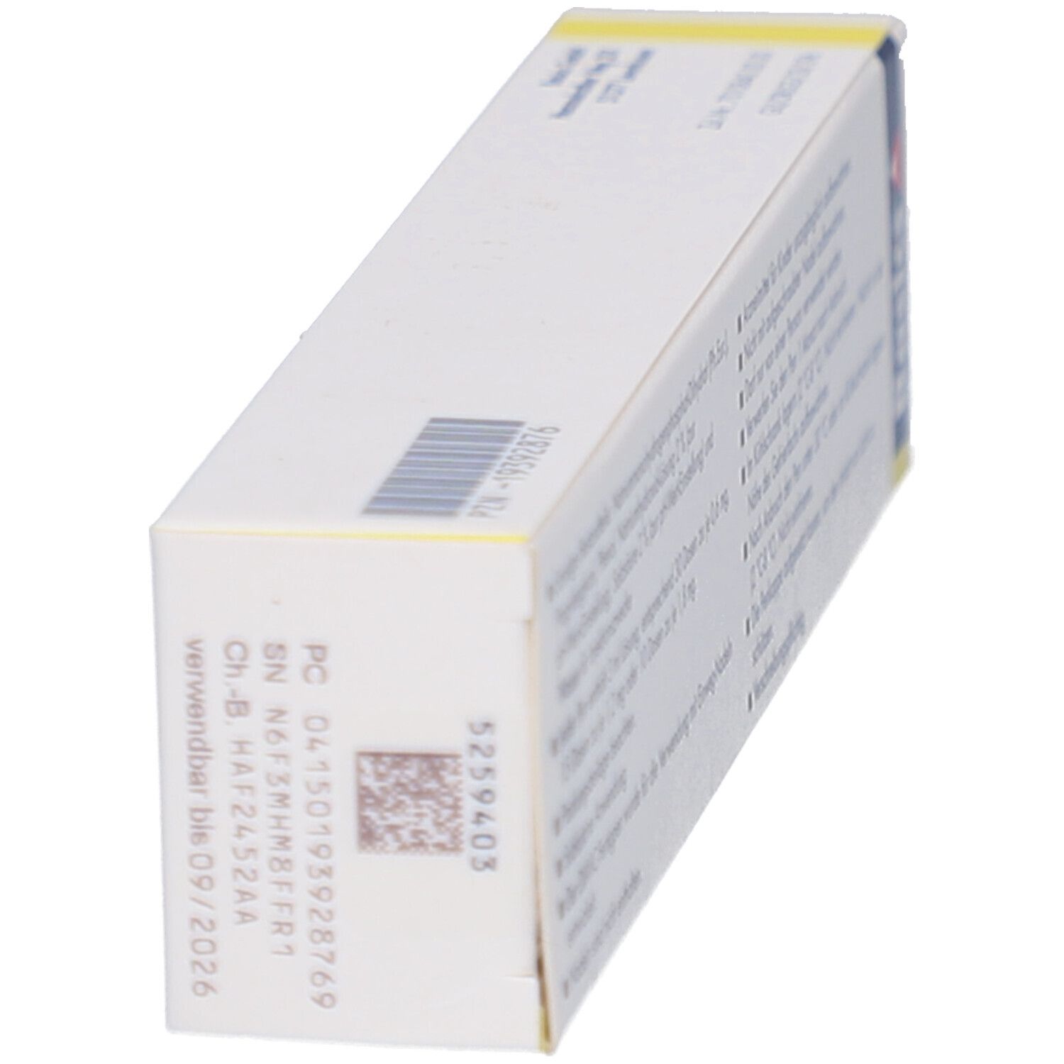 Schachtel von DIAVIC, schräg. Barcode und Chargennummer sichtbar. Textdetails.