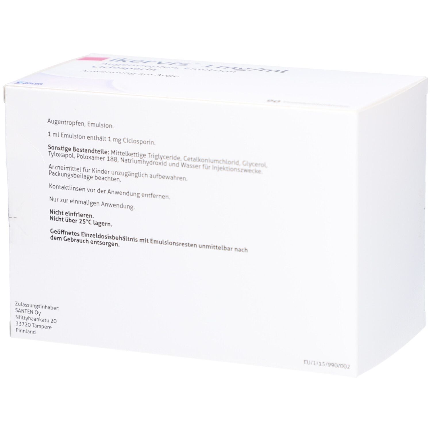 IKERVIS 1 mg/ml Augentropfen Emuls.Einzeldosispip.