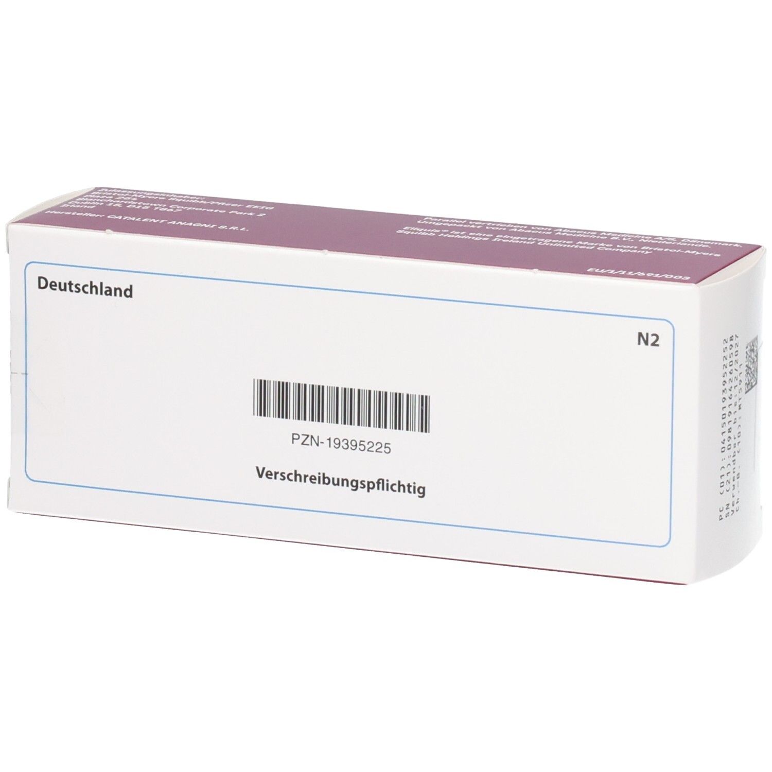 Rückseite der Packung Eliquis 2,5 mg Apixaban Filmtabletten mit PZN.