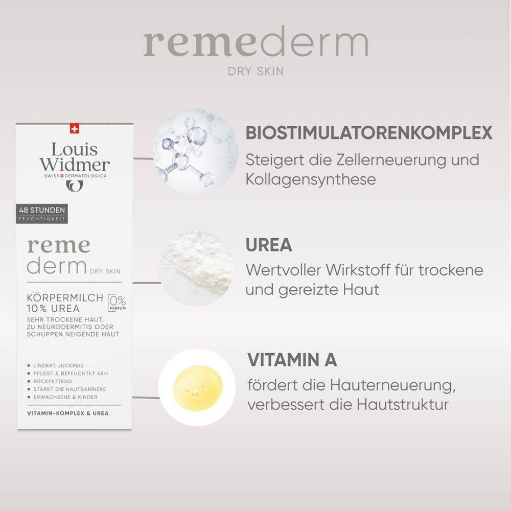 Louis Widmer remederm Körpermilch 10 % Urea ohne Parfum