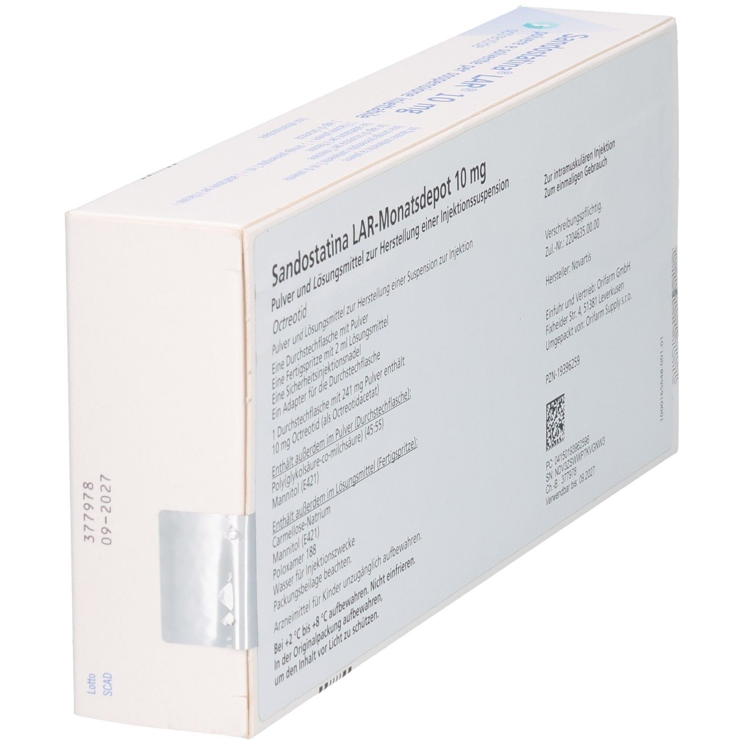 Sandostatina LAR-Monatsdepot 10 mg Pulver und Lösungsmittel zur Herstellung einer Injektionssuspension, Octreotid.