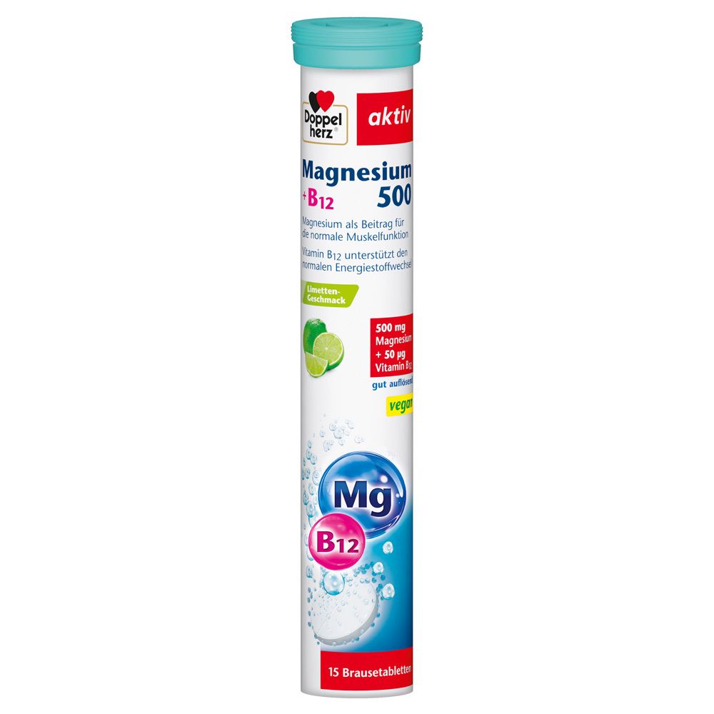 Doppelherz Magnesium 500+B12 Brausetabletten 15 St