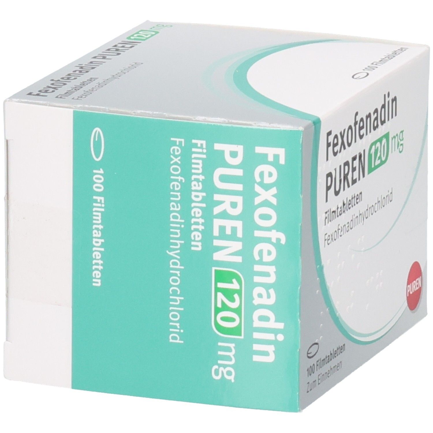 Fexofenadin Puren 120 mg Filmtabletten Verpackung, 100 Stück.