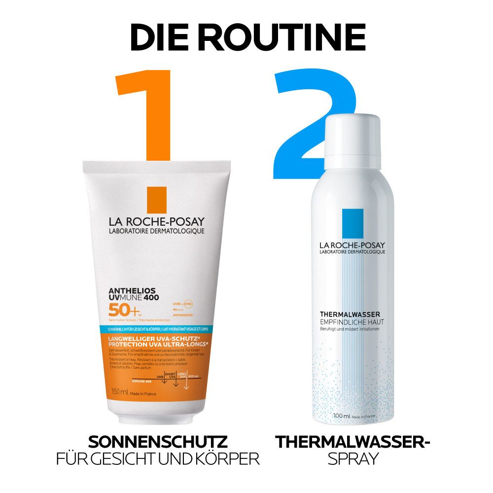 La Roche Posay Anthelios UV Mune 400 Hydratisierende Gesicht + Körper Milch LSF 50+ mit Mexoryl 400, Vitamin E und Glycerin