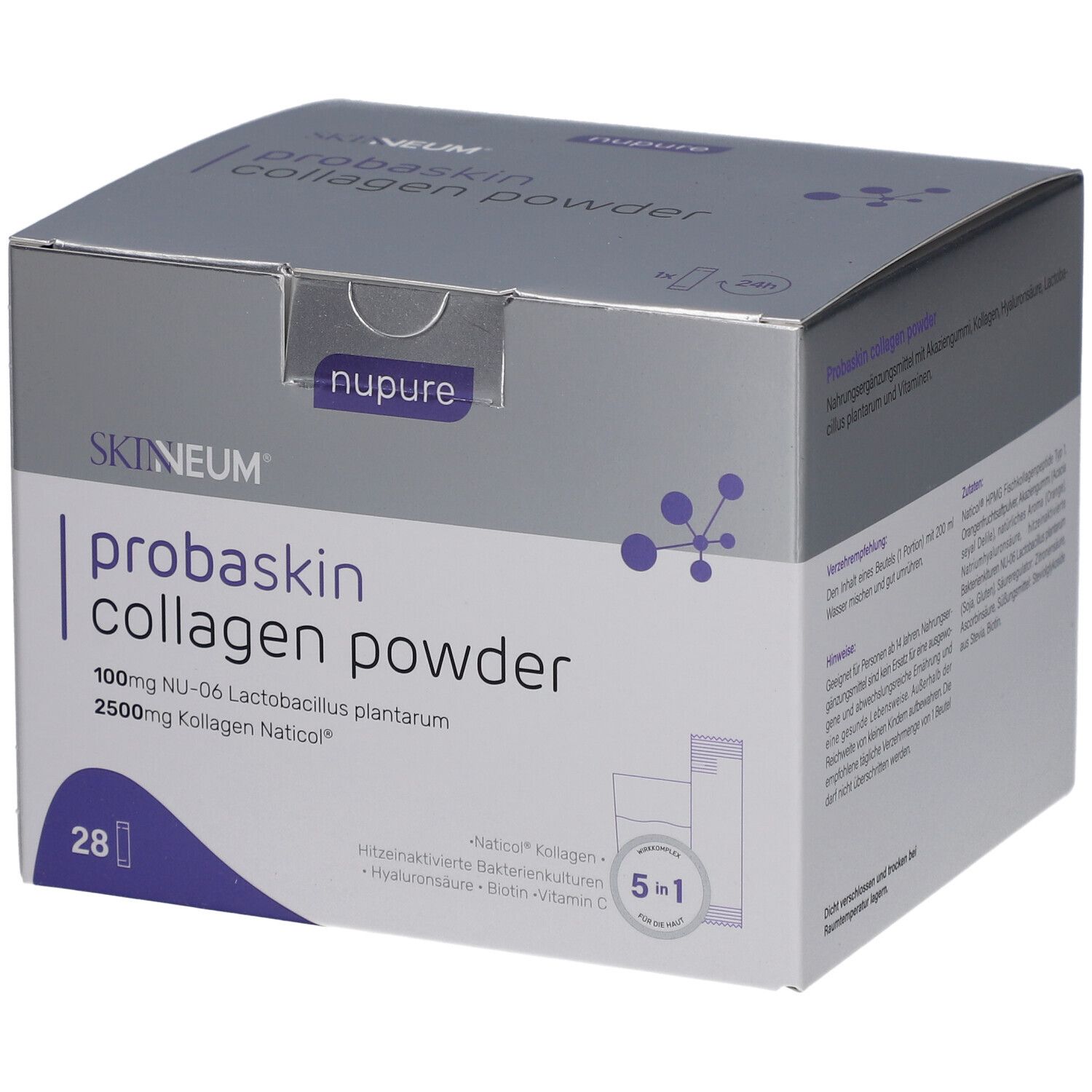 nupure probaskin Kollagenpulver mit Bakterienkulturen, Hyaluron & Biotin