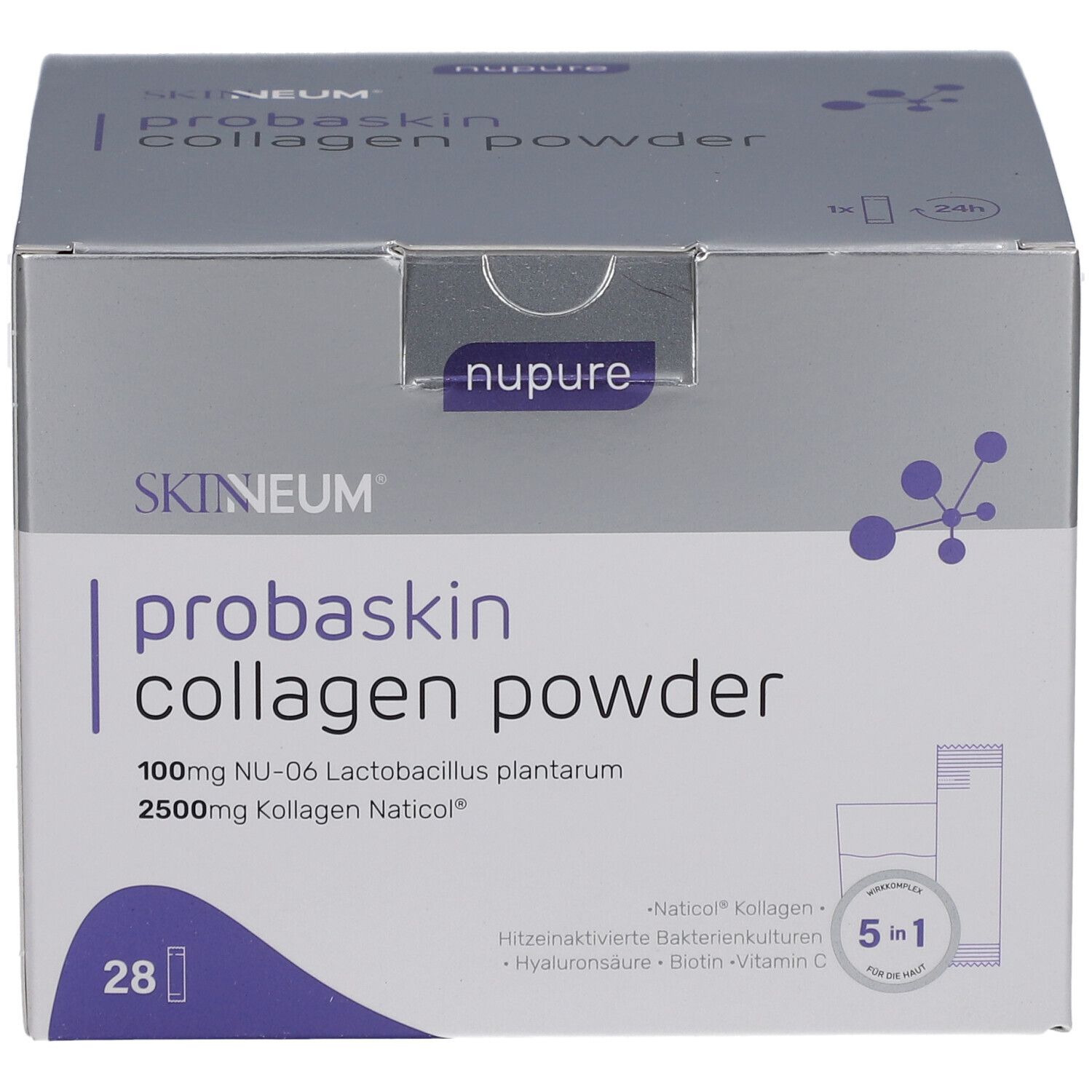 nupure probaskin Kollagenpulver mit Bakterienkulturen, Hyaluron & Biotin
