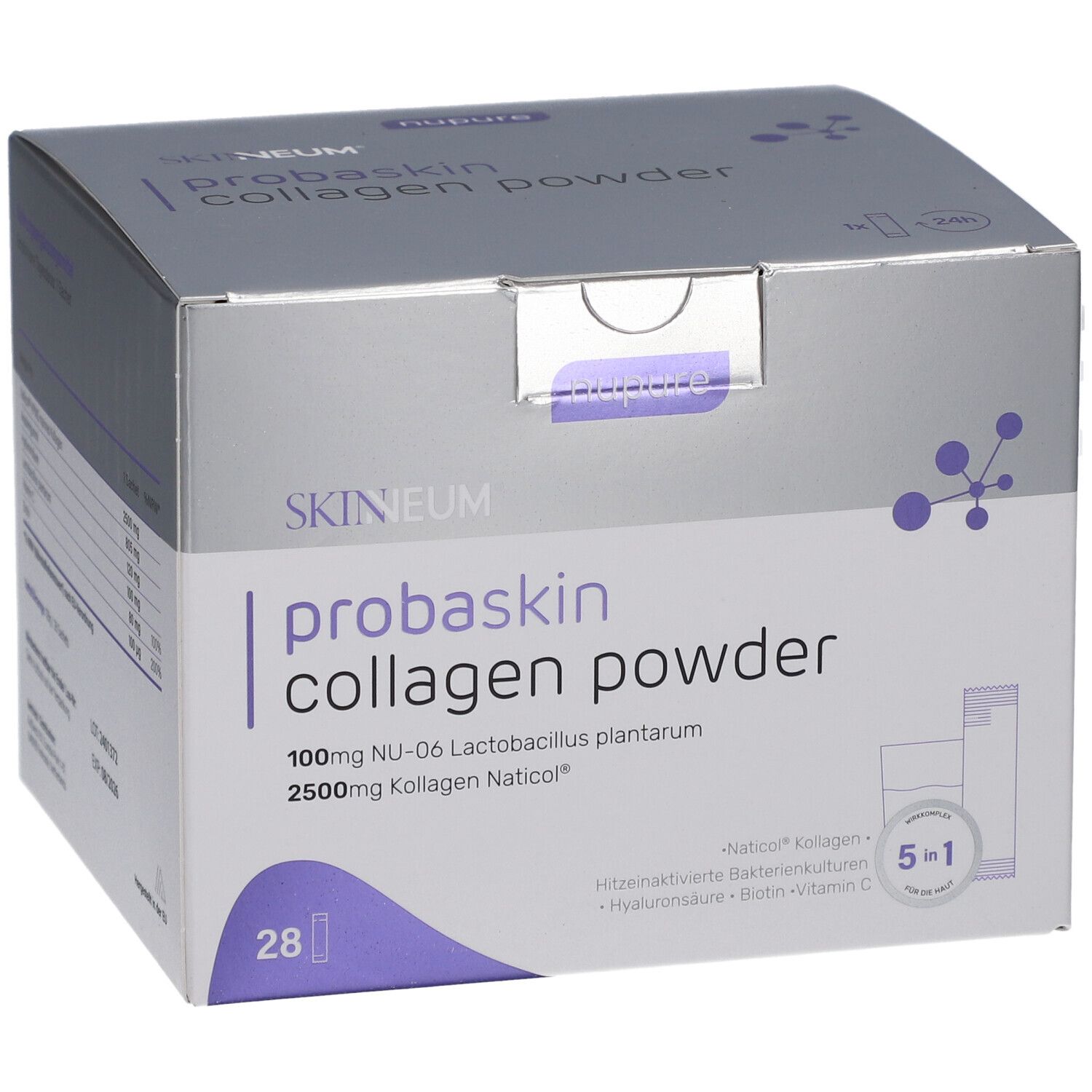nupure probaskin Kollagenpulver mit Bakterienkulturen, Hyaluron & Biotin