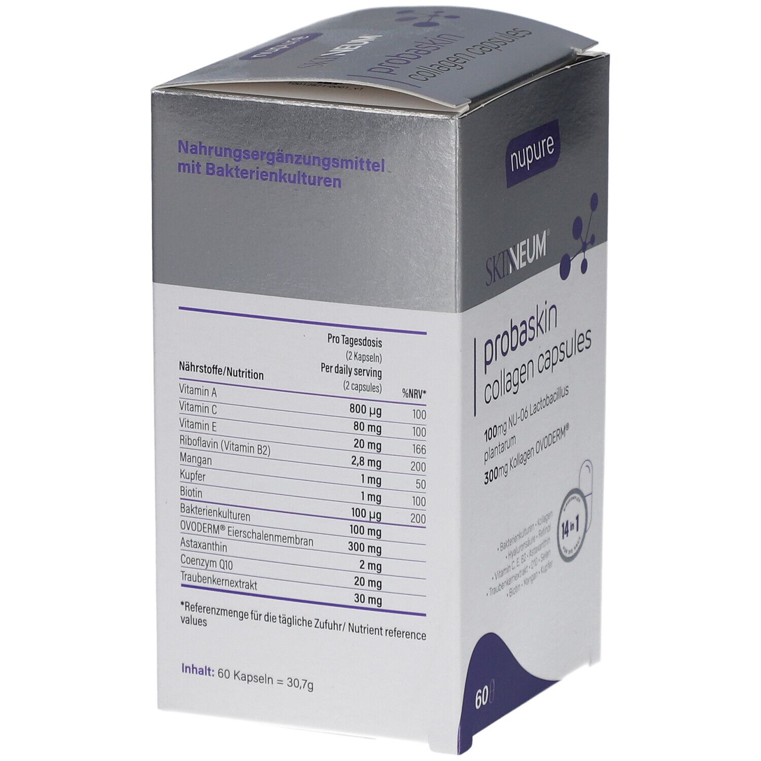 nupure probaskin Kollagenkapseln mit Vitaminen, Biotin & Q10