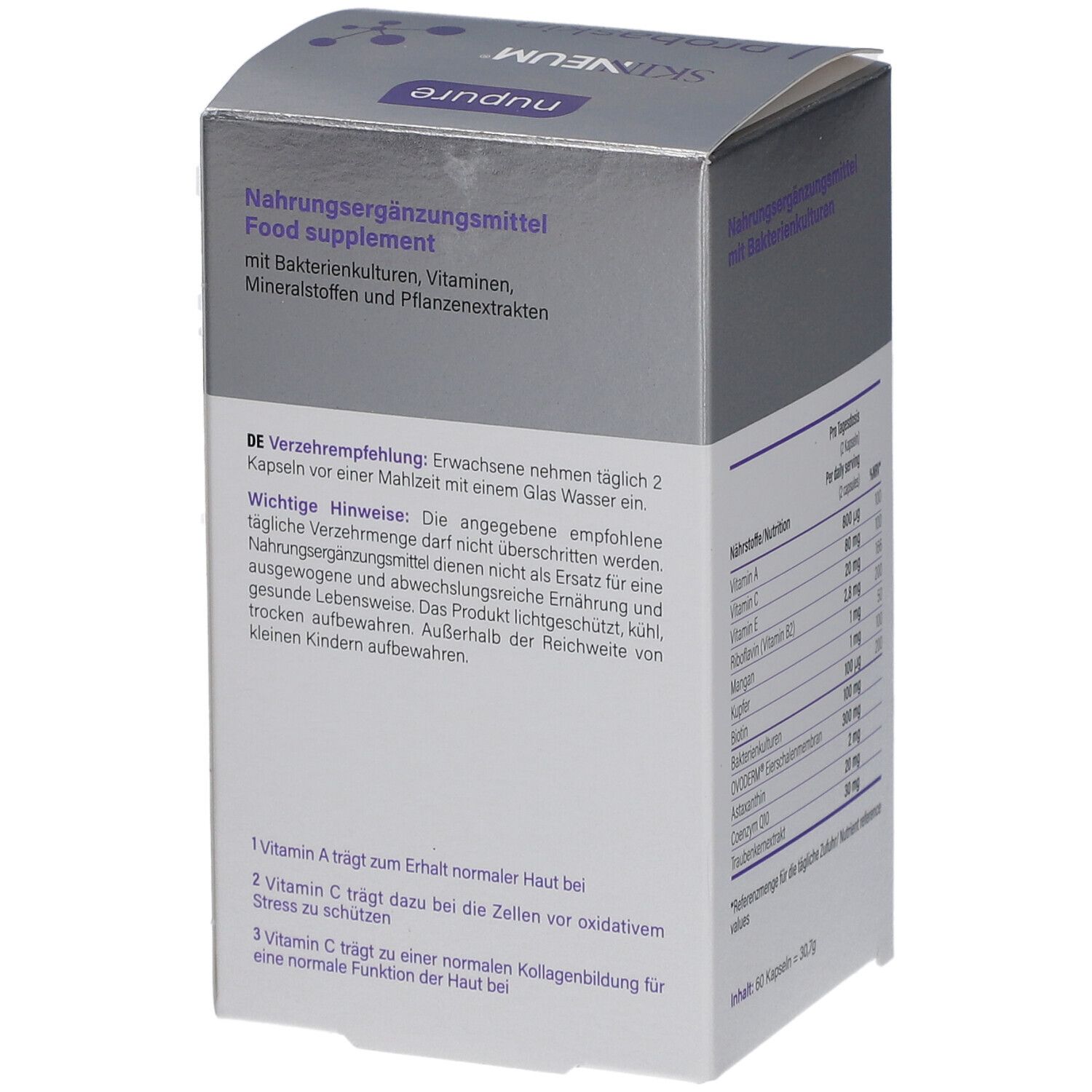 nupure probaskin Kollagenkapseln mit Vitaminen, Biotin & Q10