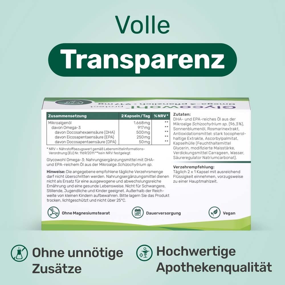 Produktinformationen: Inhaltsstoffe, Verzehrempfehlung, ohne unnötige Zusätze. Vegan.