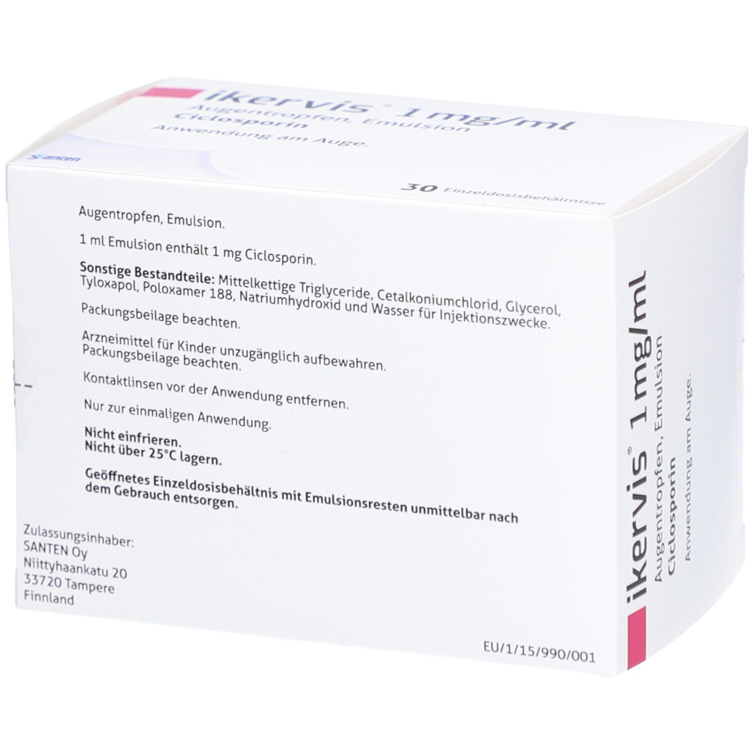 IKERVIS 1 mg/ml Augentropfen Emuls.Einzeldosispip.