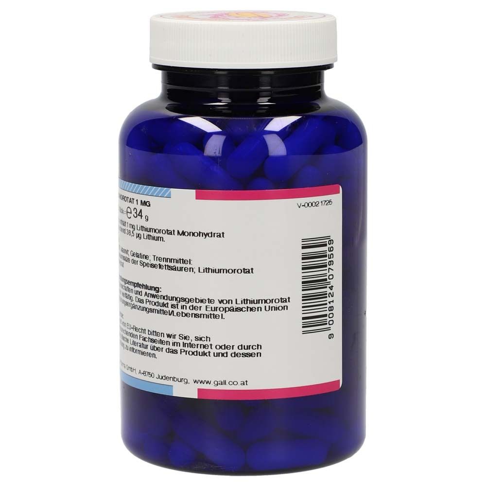 Rückansicht der blauen Flasche. Etikett mit Produktinformationen und Inhaltsstoffen.