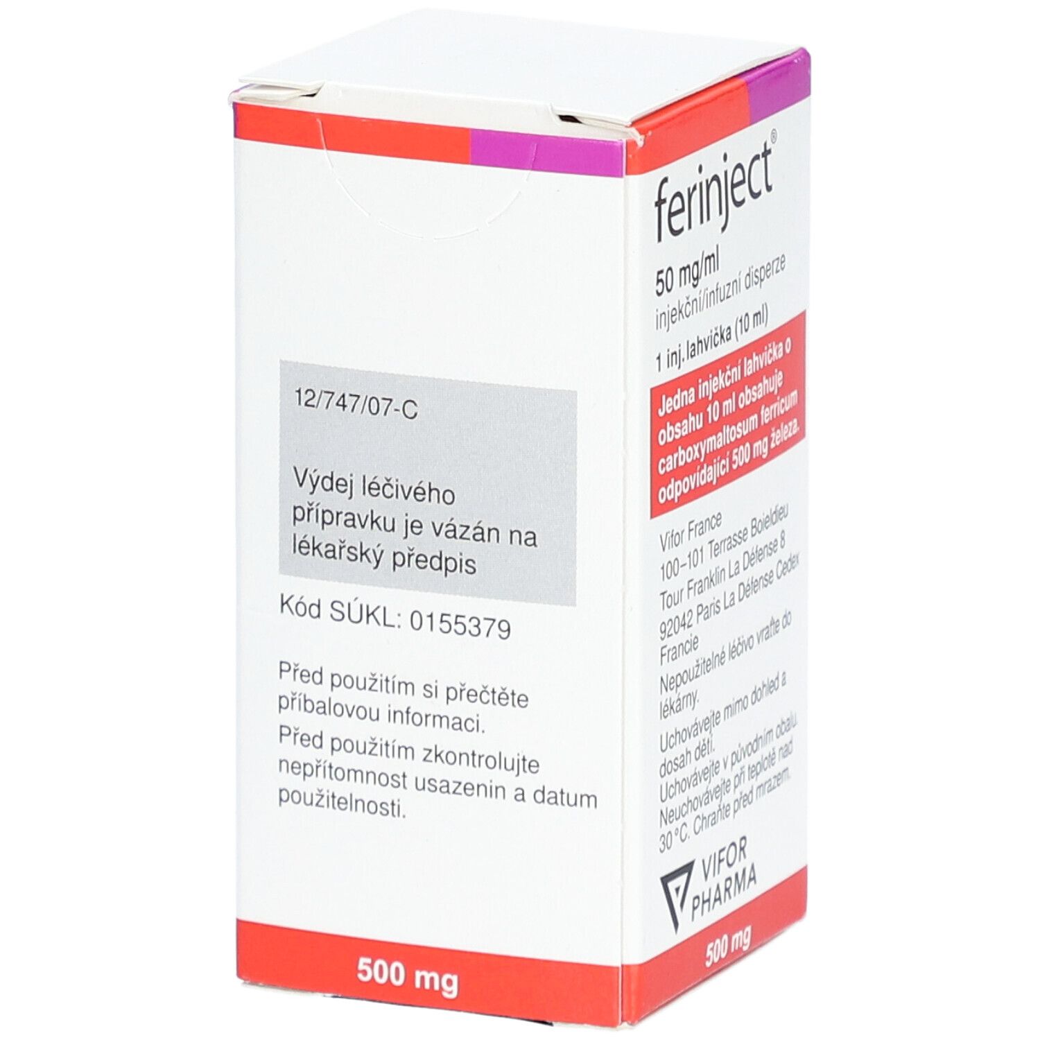 Ferinject 50 mg Eisen/ml Inj.-/Inf.-Dispers.500mg 1x10 ml Injektions-/Infusionslösung