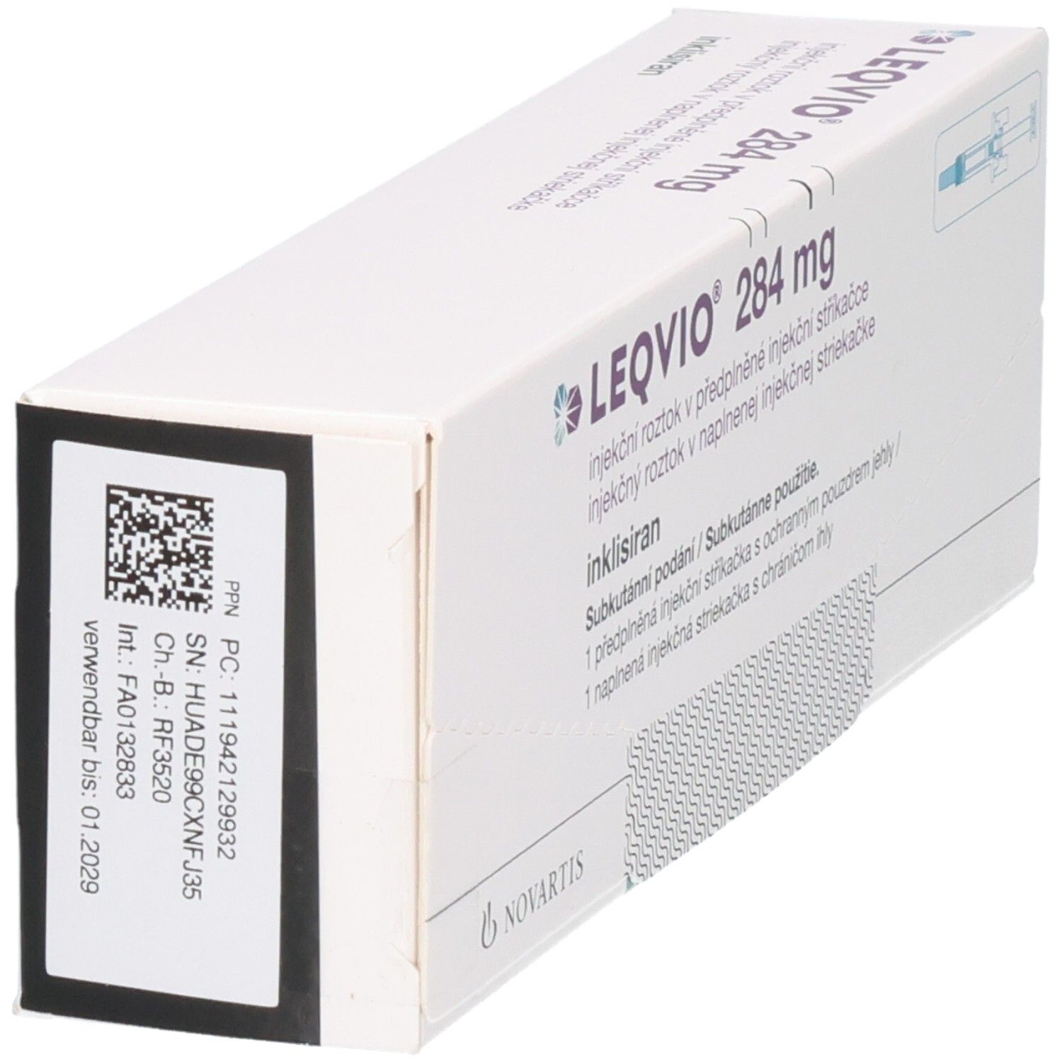Leqvio 284 mg Injektionslösung in Fertigspritze, Schachtel.