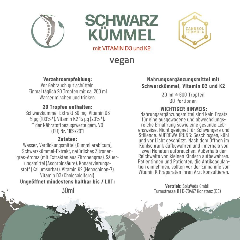 Cannsol Schwarzkümmel m.Vit.D3+K2 Tropfen z.Einn. 30 ml zum Einnehmen