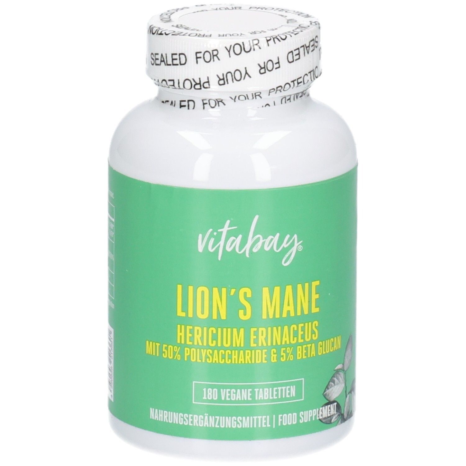 Vitabay Löwenmähne Kapseln: Hericium Erinaceus, 180 vegane Tabletten.
