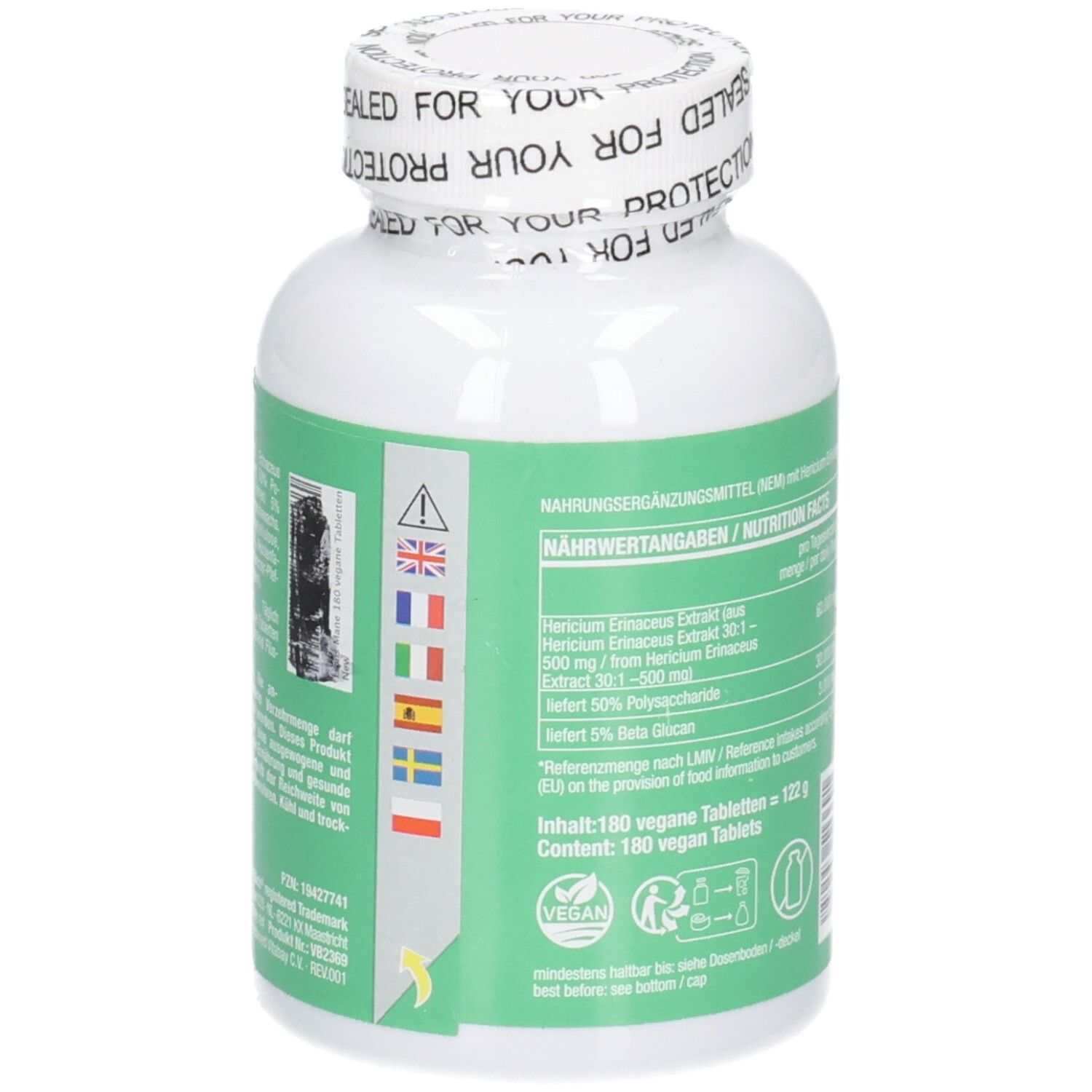 Vitabay Löwenmähne: Hericium Erinaceus Extrakt 30:1, 180 vegane Tabletten.