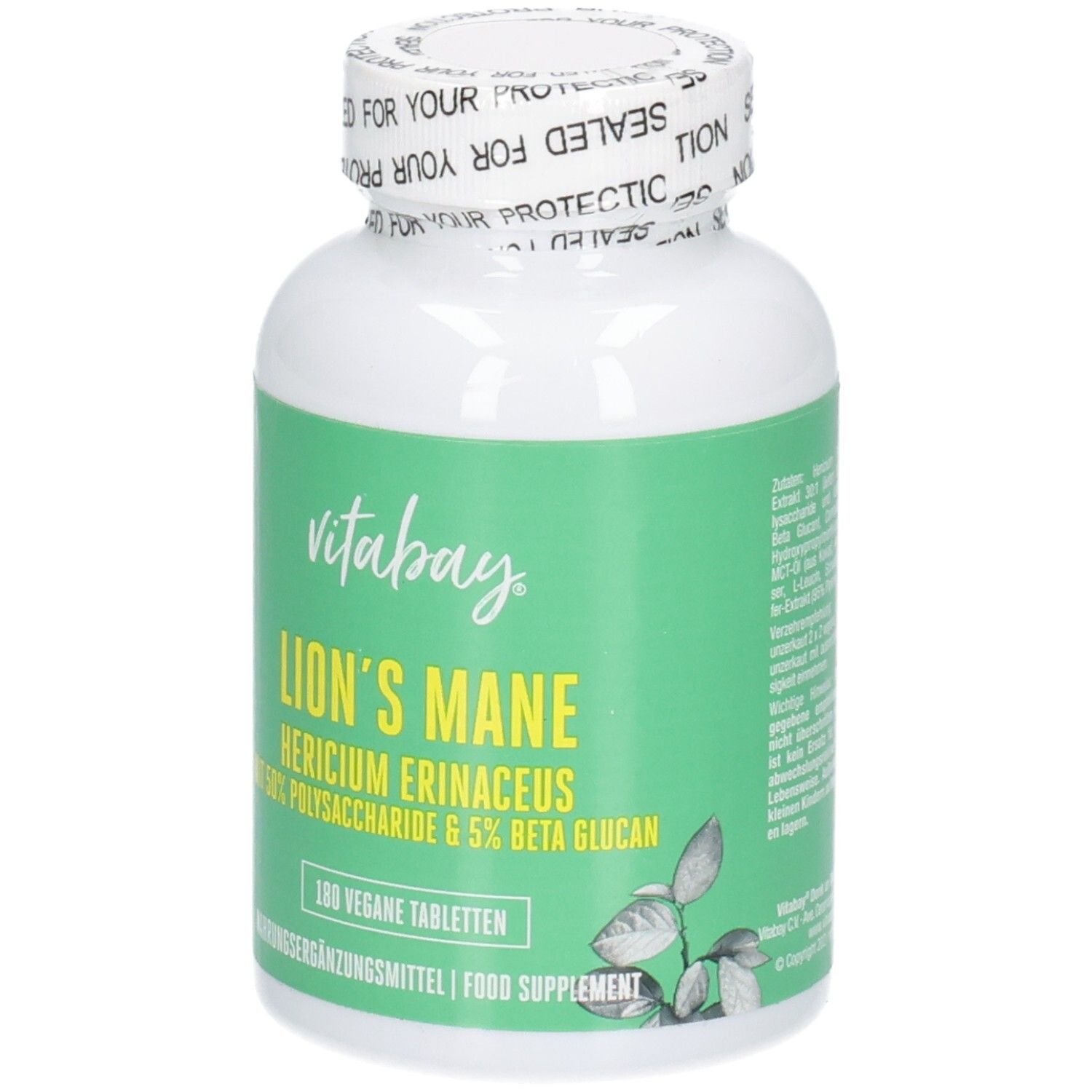 Vitabay Löwenmähne Kapseln: Hericium Erinaceus, 180 vegane Tabletten.
