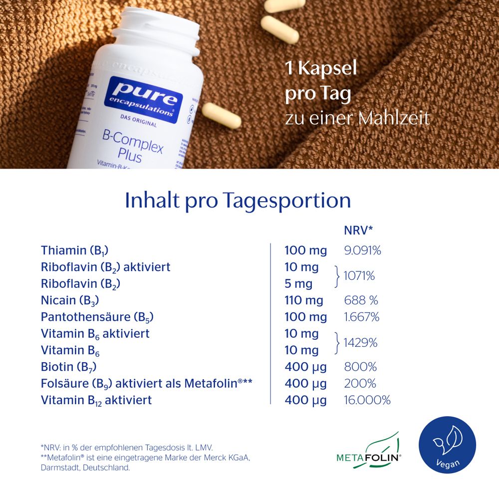 pure encapsulations® B-Complex Plus Vitamin-B-Kombination
