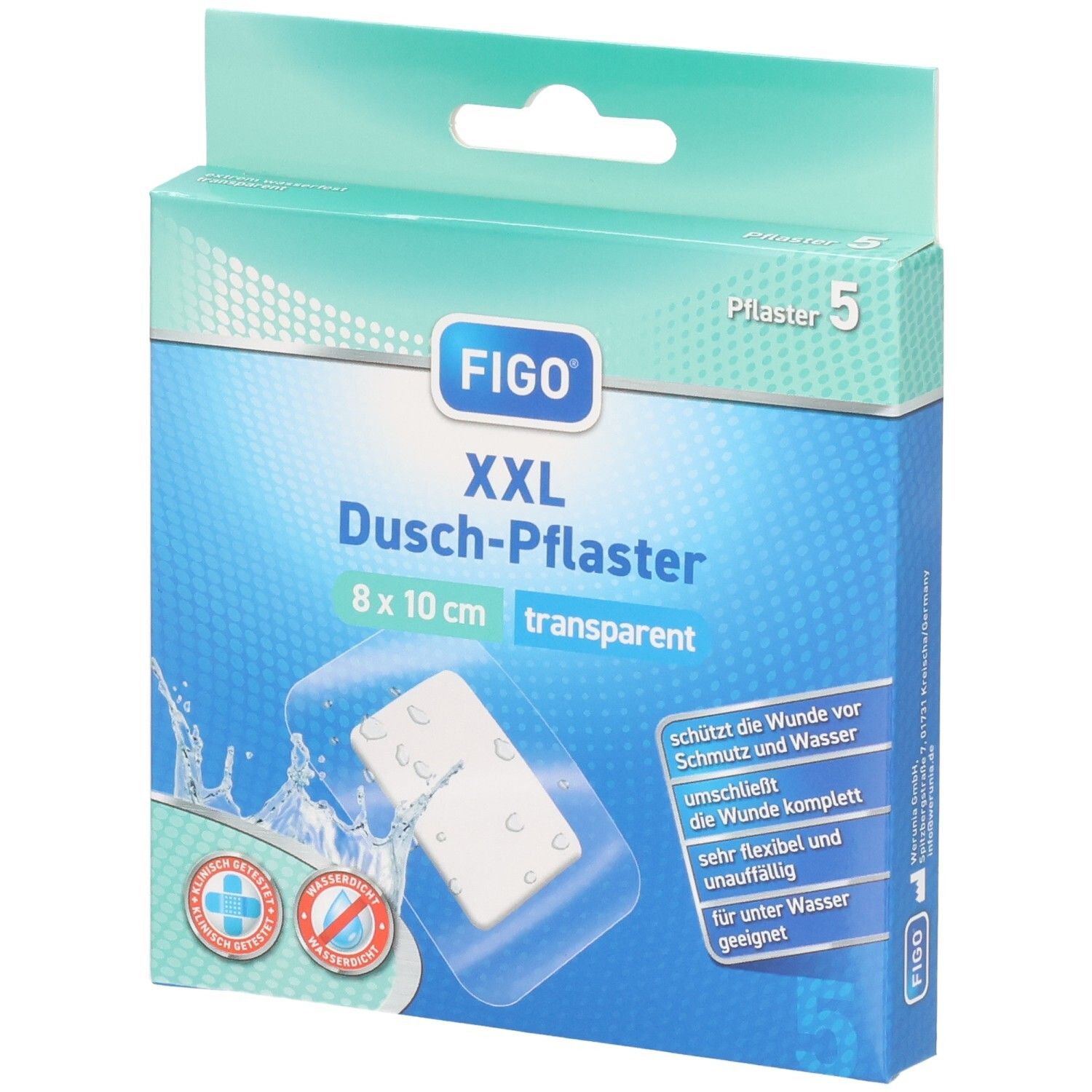 Figo Duschpflaster 8x10 cm XXL 5 St Pflaster