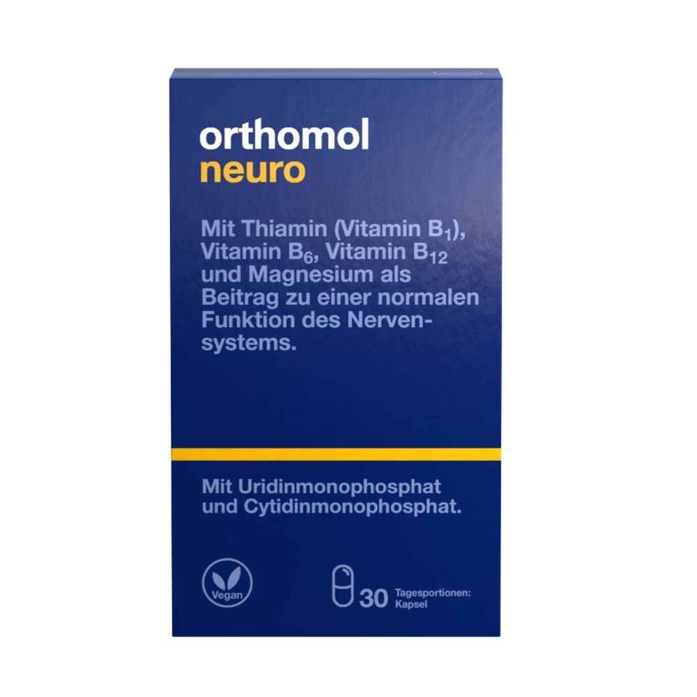 Orthomol Neuro – mit Thiamin, Vitamin B6, B12 und Magnesium als Beitrag zu einer normalen Funktion des Nervensystems – K