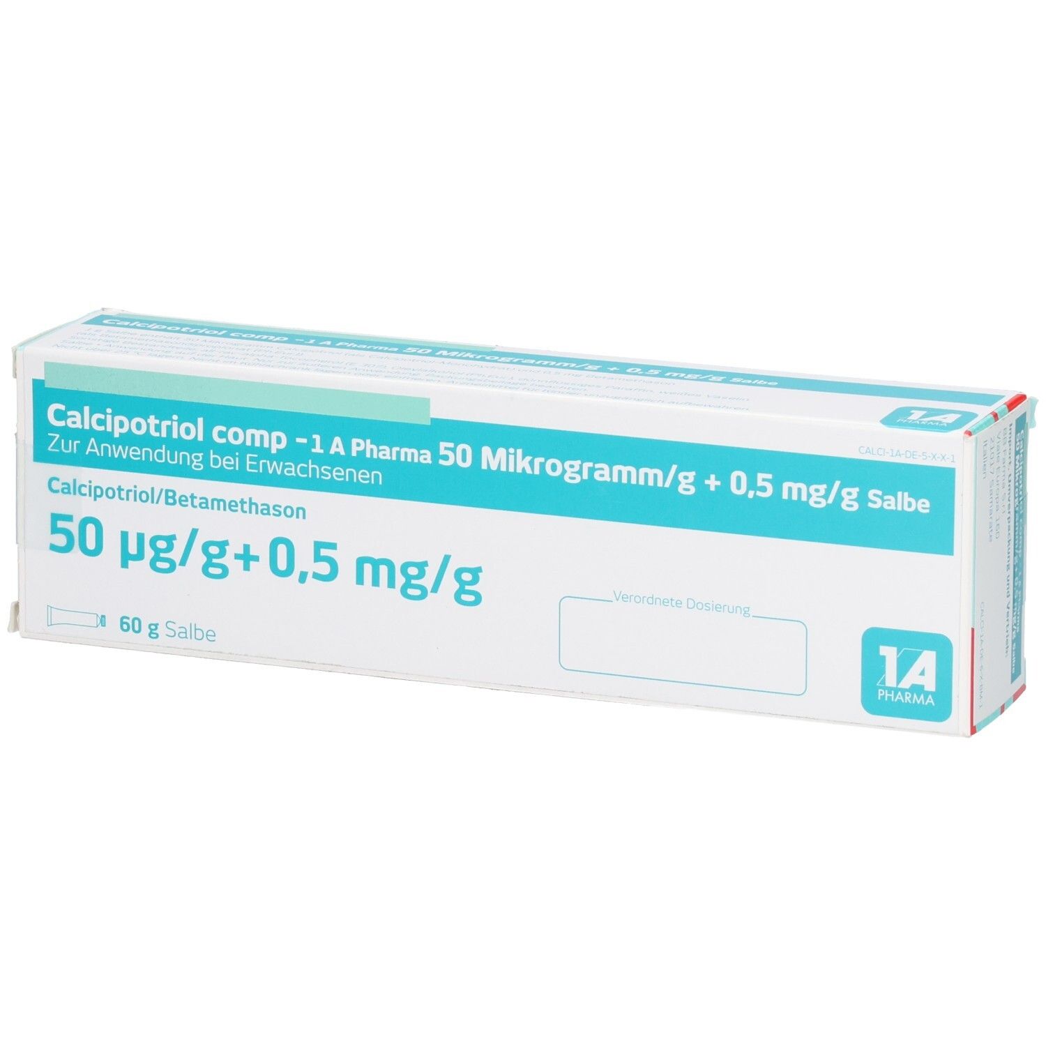Packung Calcipotriol comp -1A Pharma Salbe 50 µg/g + 0,5 mg/g, 60 g.