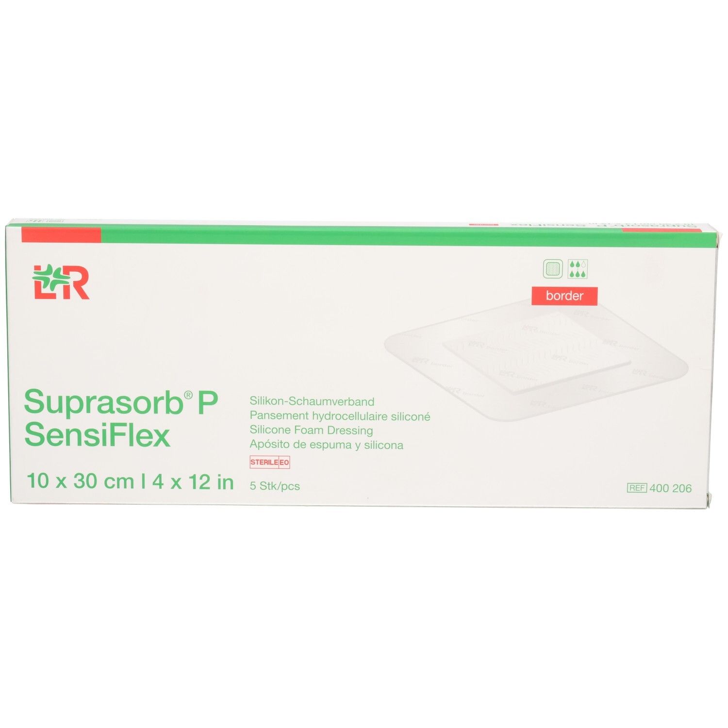 Suprasorb P SensiFlex border 10x30cm 5 St Verband