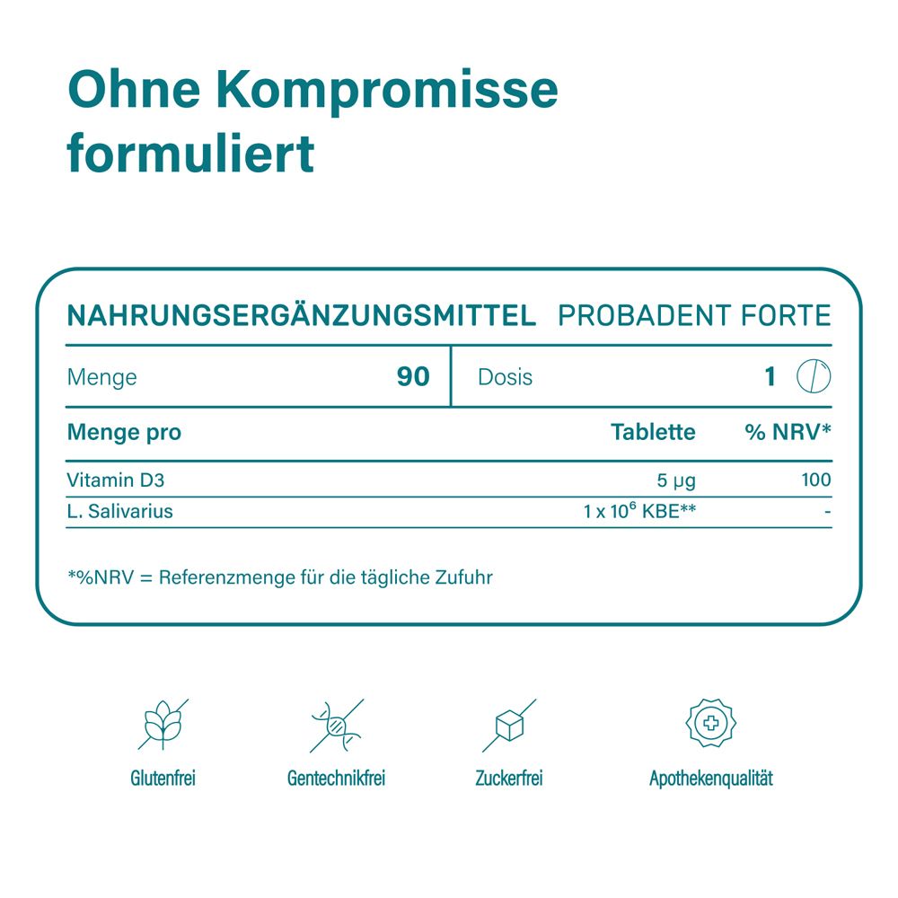 Tabelle: Nahrungsergänzungsmittel, 90 Tabletten, Vitamin D3, L. Salivarius.
