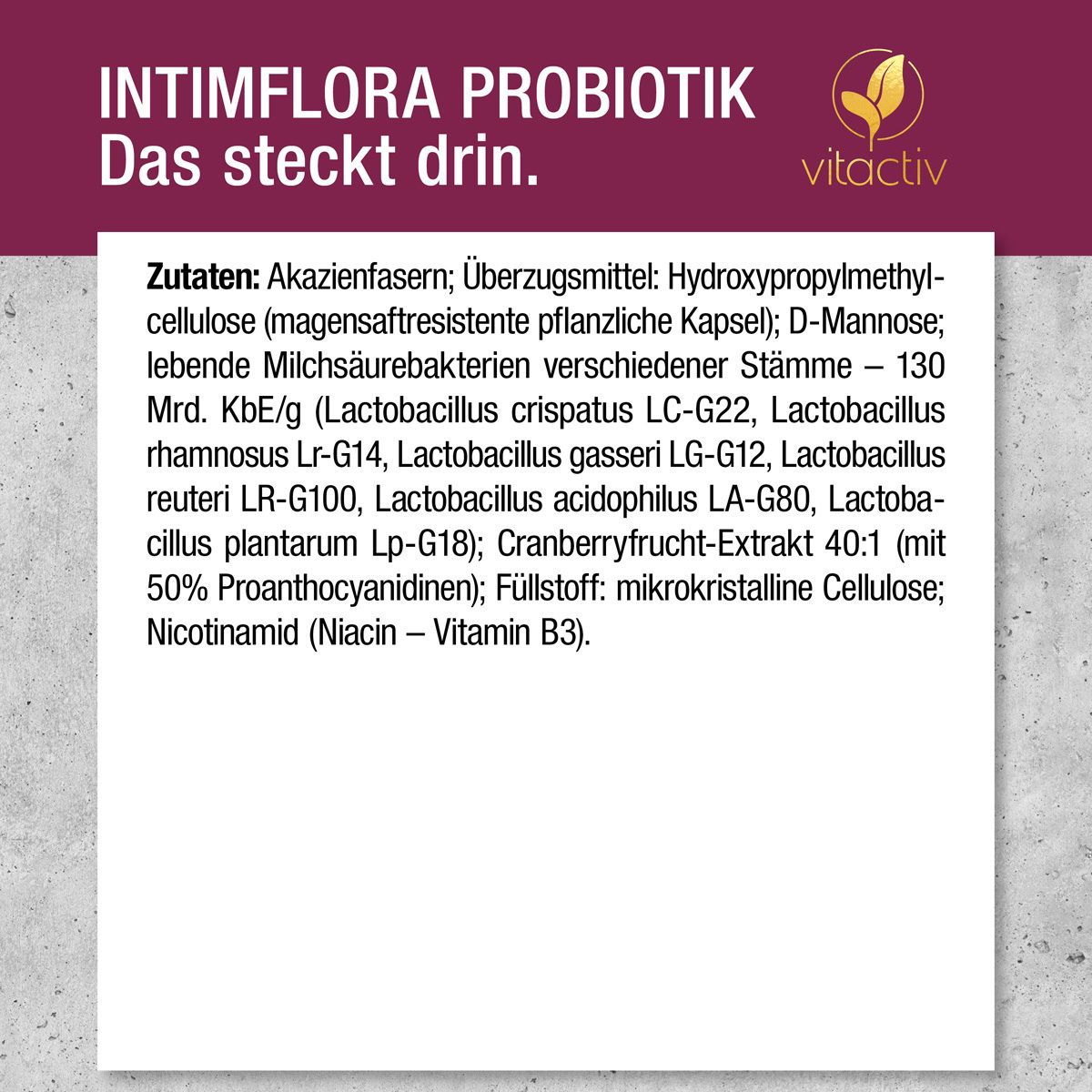 Vitactiv - INTIMFLORA PROBIOTIK - Milchsäurebakterien