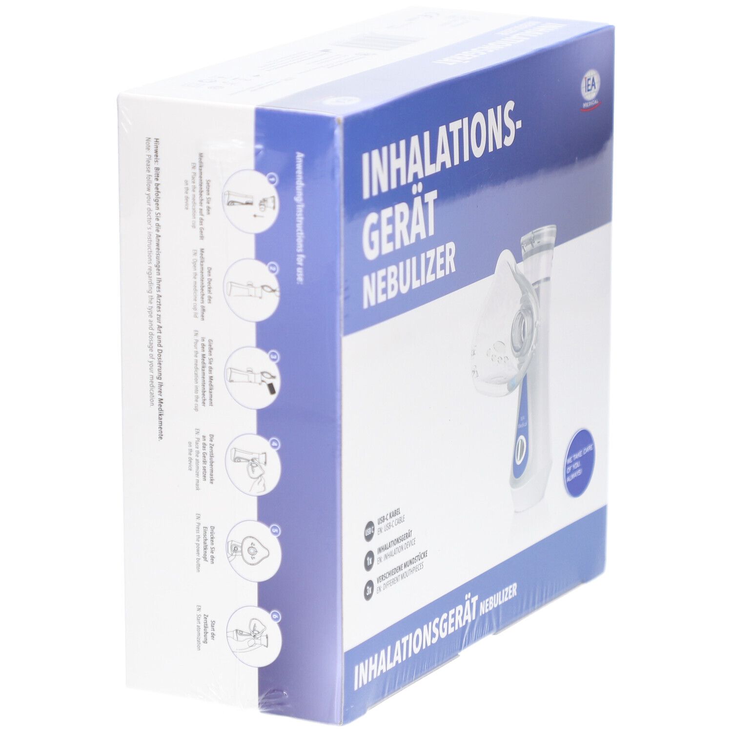 IEA Medical mobiles Inhalationsgerät, Inhalator, Vernebler, Inhaliergerät Kinder und Erwachsene