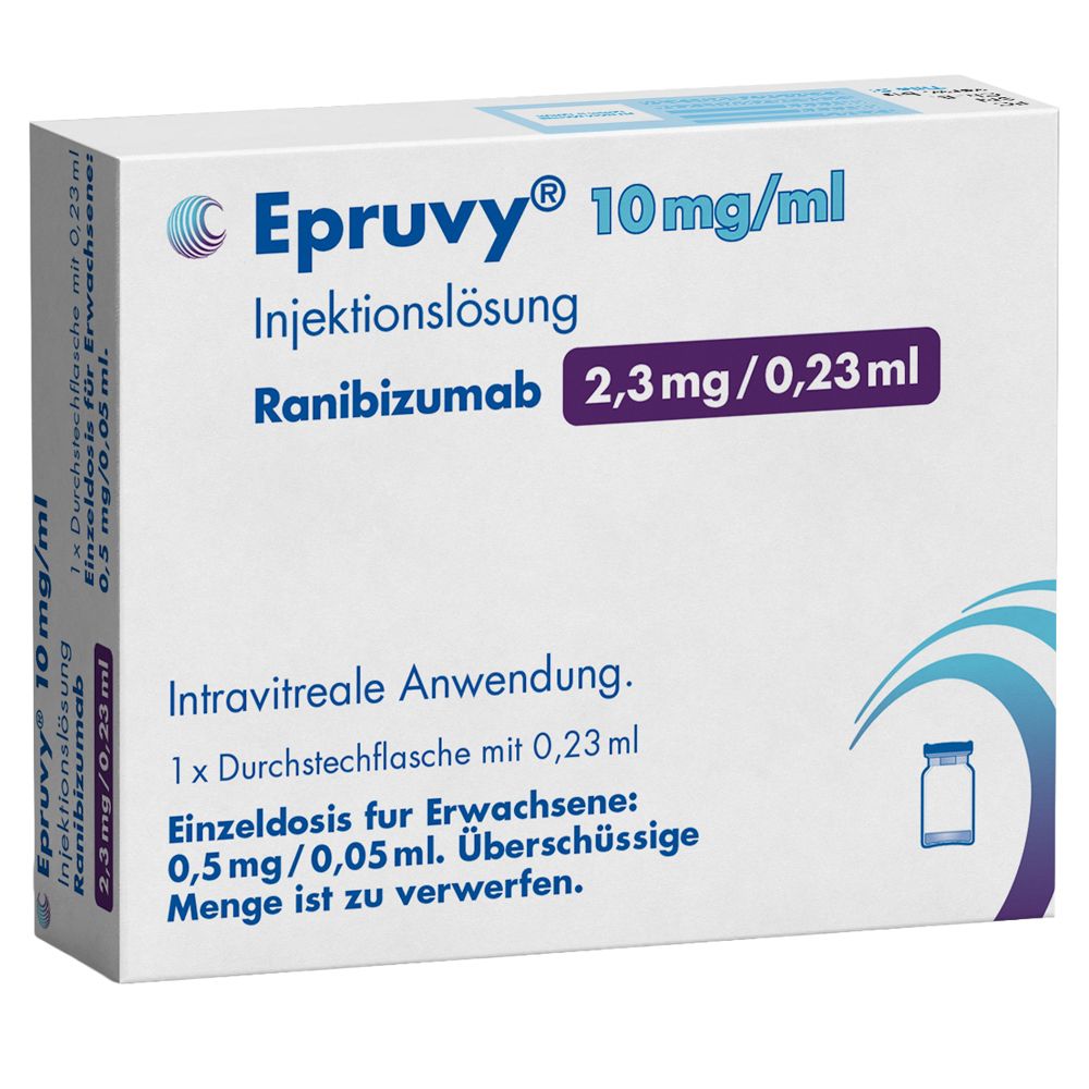 EPRUVY 10 mg/ml Injektionslösung mit Ranibizumab, 2,3 mg/0,23 ml. Für intravitreale Anwendung.