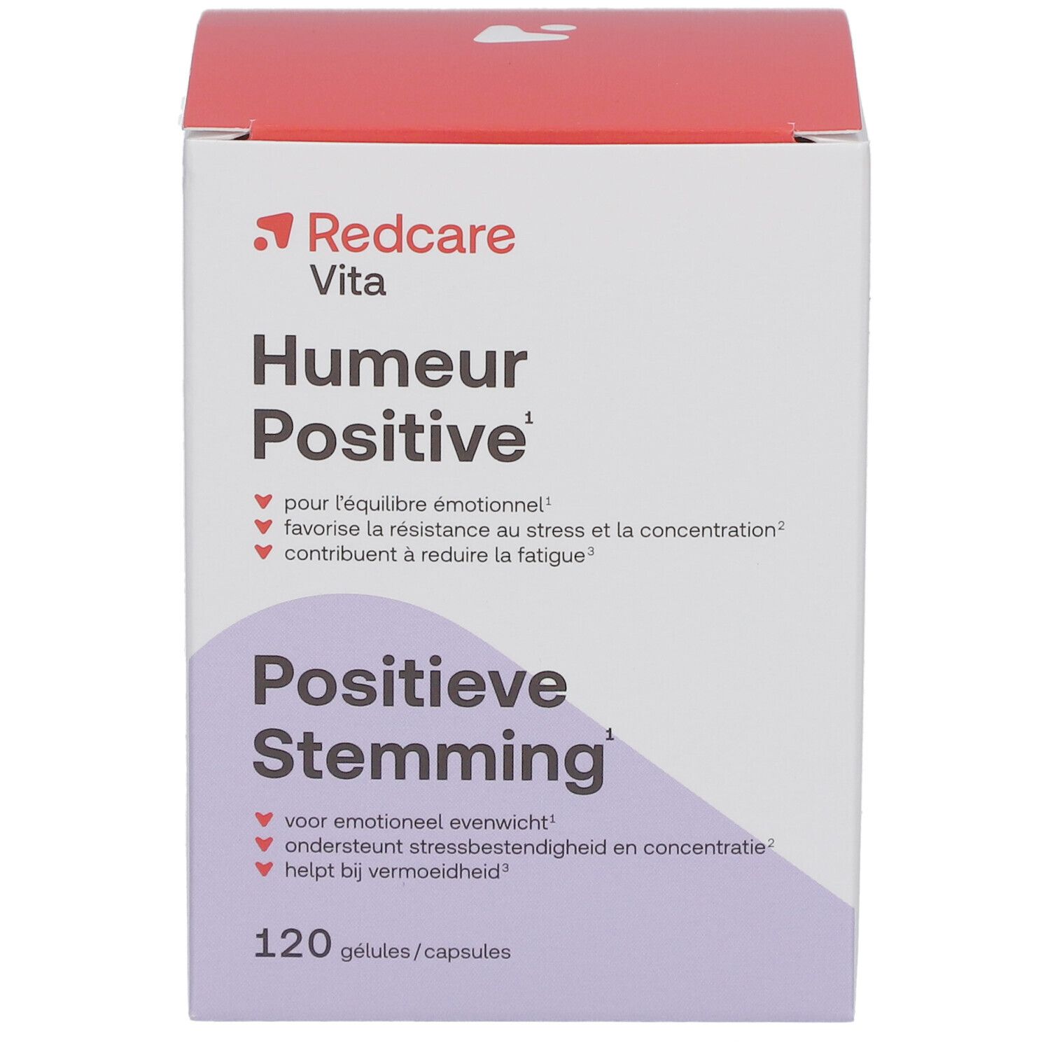 Kartonverpackung mit Produktnamen und Inhaltsangaben. Enthält 120 Kapseln. Marke: Redcare Vita.