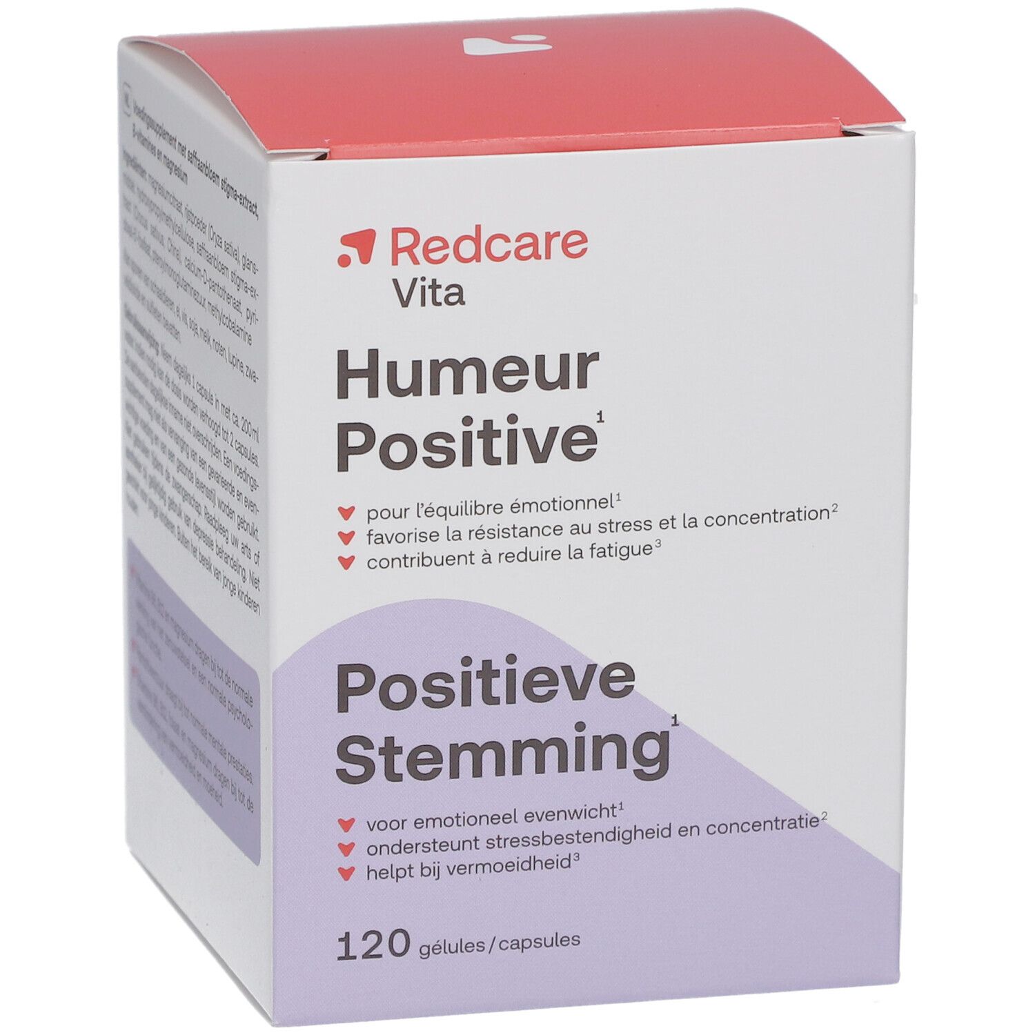 Kartonverpackung mit Produktnamen und Inhaltsangaben. Enthält 120 Kapseln. Marke: Redcare Vita.
