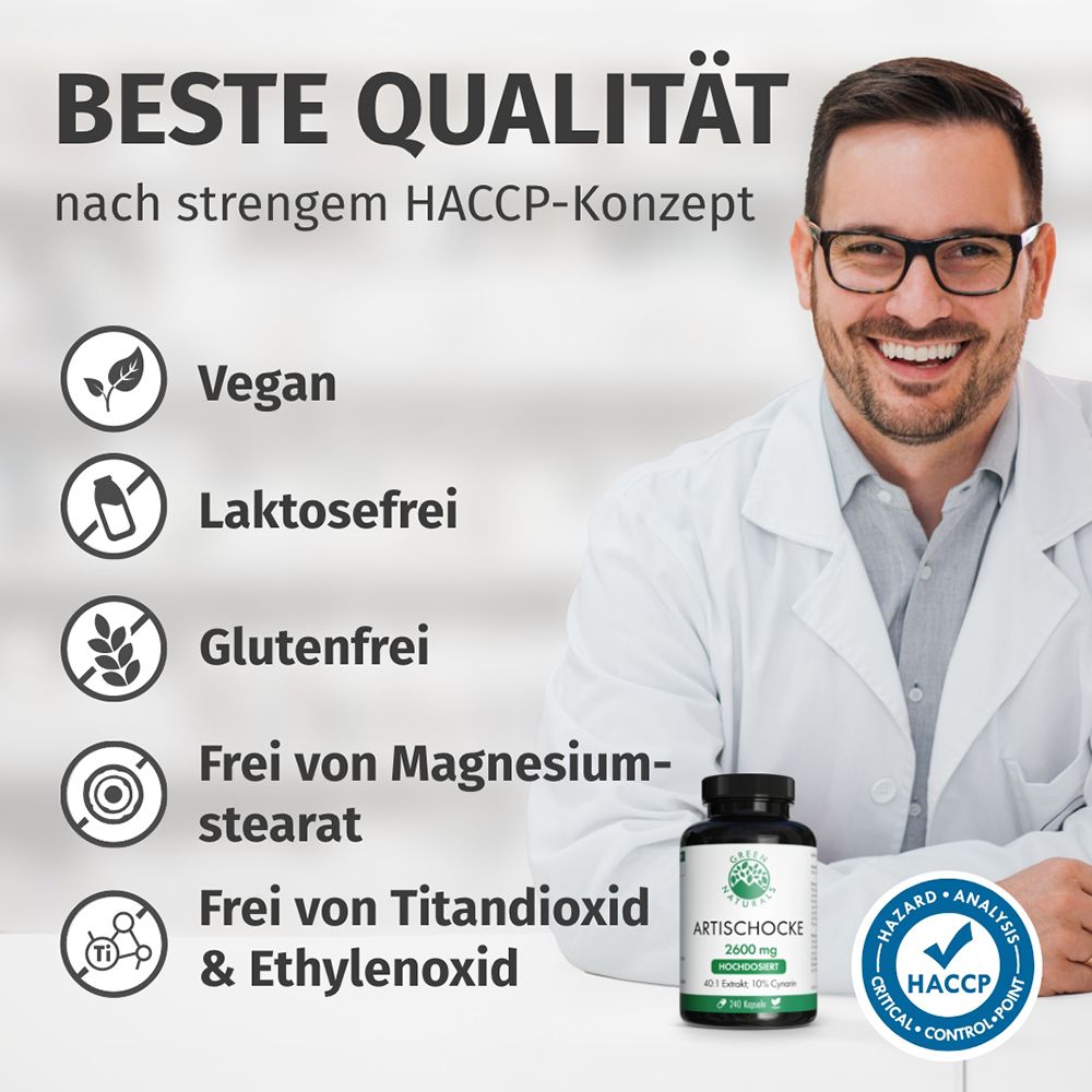 Beste Qualität nach HACCP. Vegan, laktosefrei, glutenfrei. Frei von Magnesiumstearat, Titandioxid & Ethylenoxid.