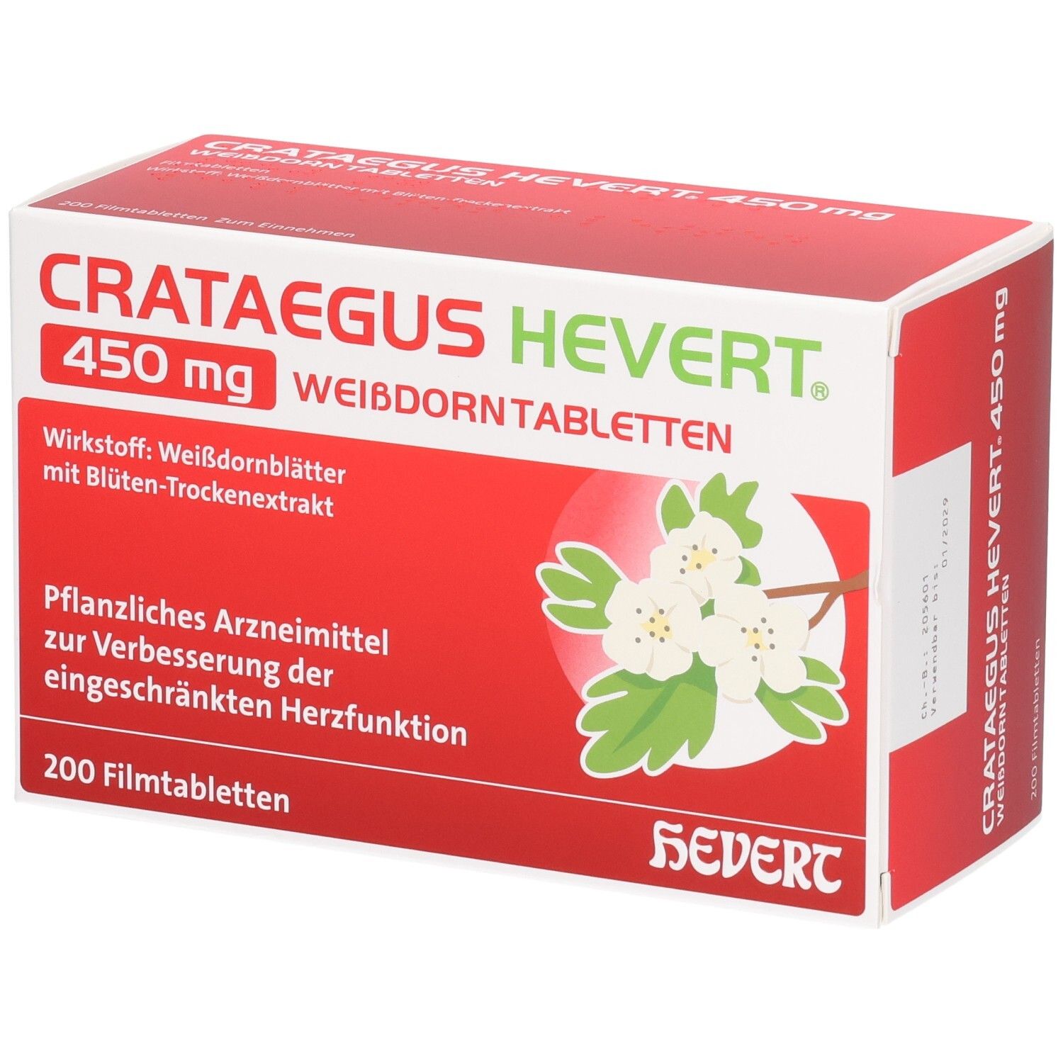 Crataegus Hevert 450 mg Weißdorntabletten 200 St Filmtabletten