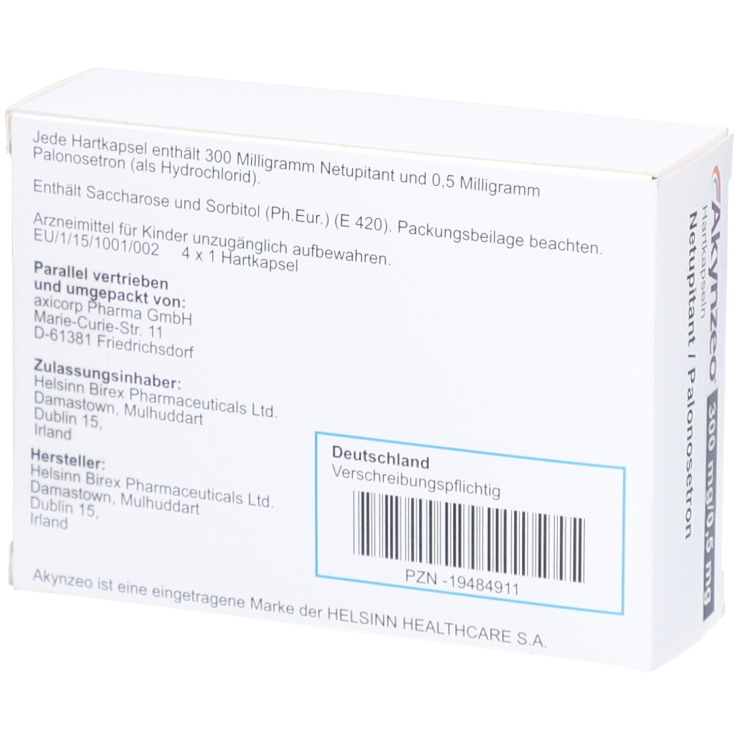 AKYNZEO 300 mg/0,5 mg Hartkapseln