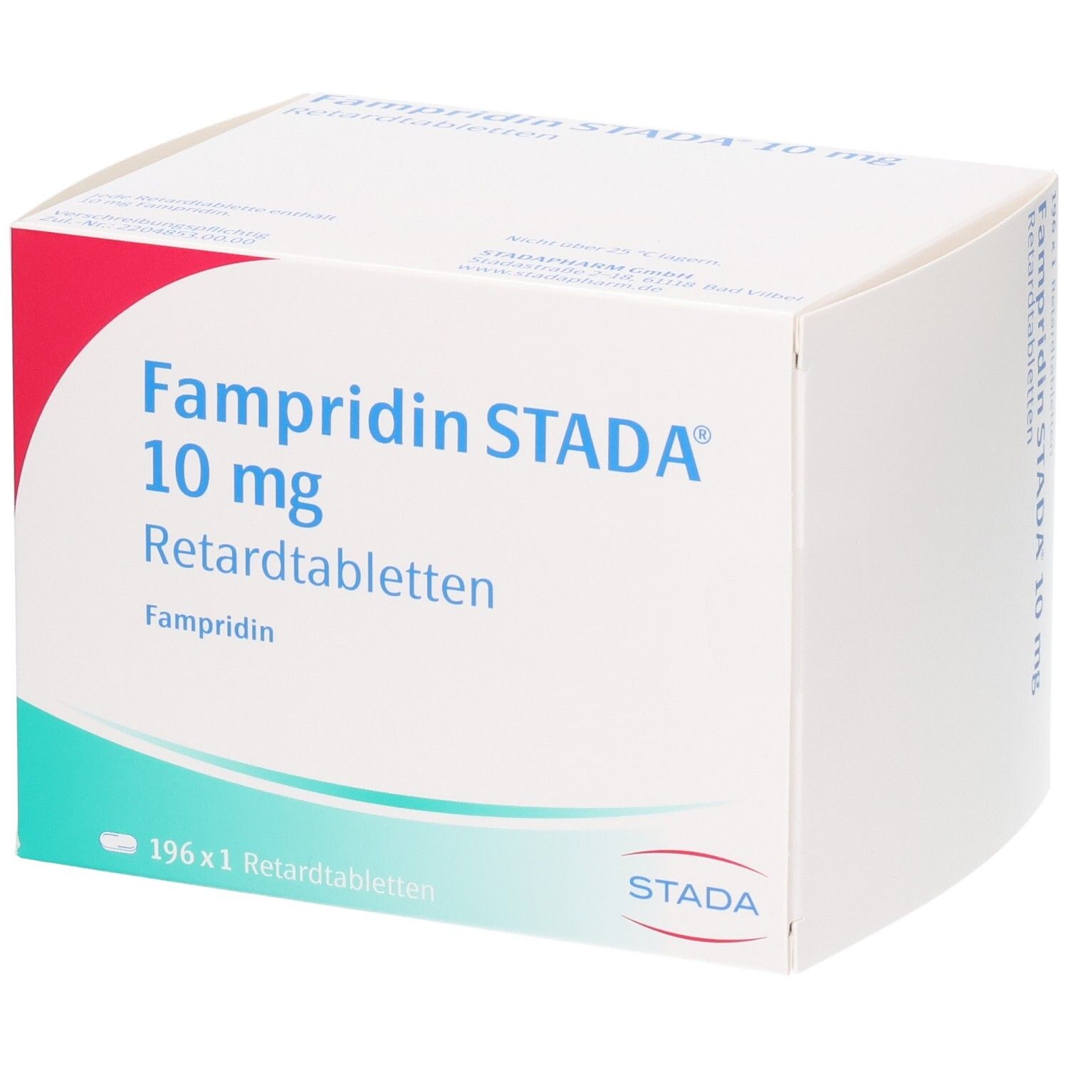 Fampridin STADA 10 mg Retardtabletten Verpackung, 196 Tabletten.