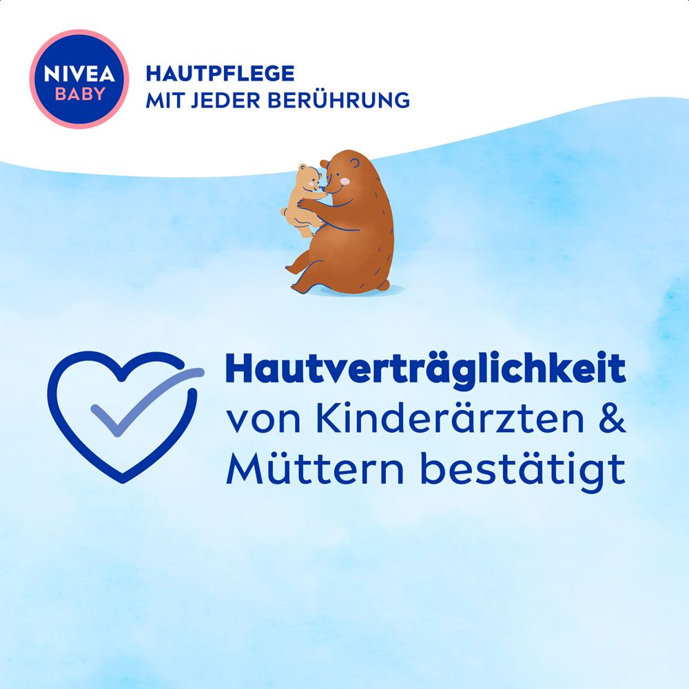 Herz-Symbol mit Häkchen. Bestätigt von Kinderärzten & Müttern.